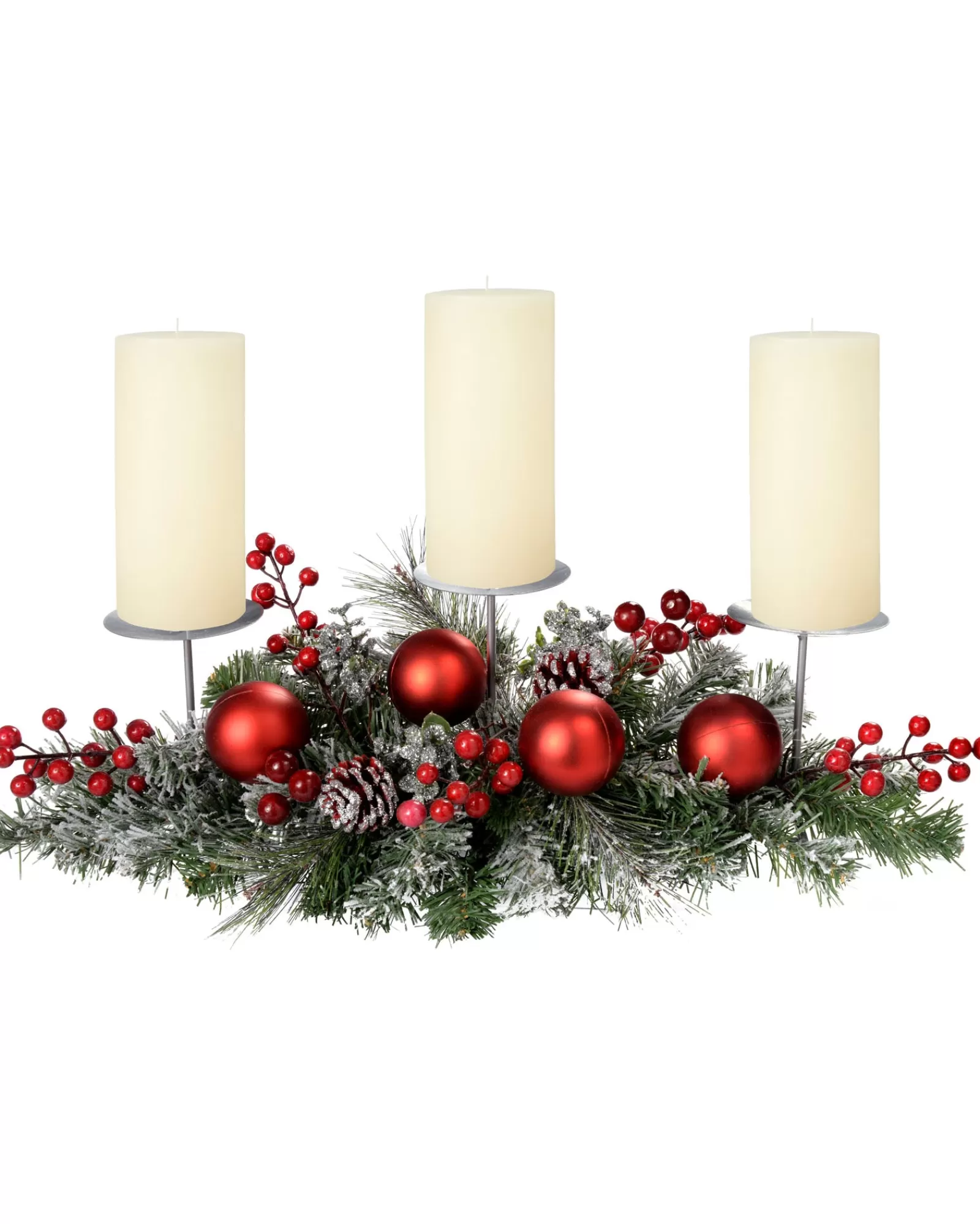 WeRChristmas Table Decorations | Candle Holder Garlands^3 Pillar Decorated Candle Holder, Frosted