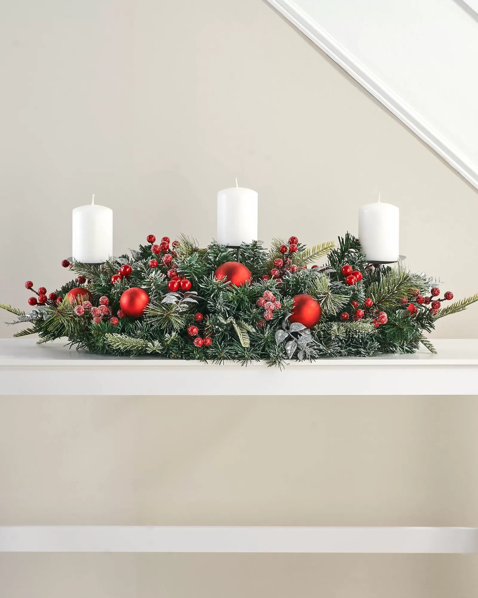 WeRChristmas Table Decorations | Candle Holder Garlands^3 Pillar Decorated Garland Candle Holder, 76 Cm