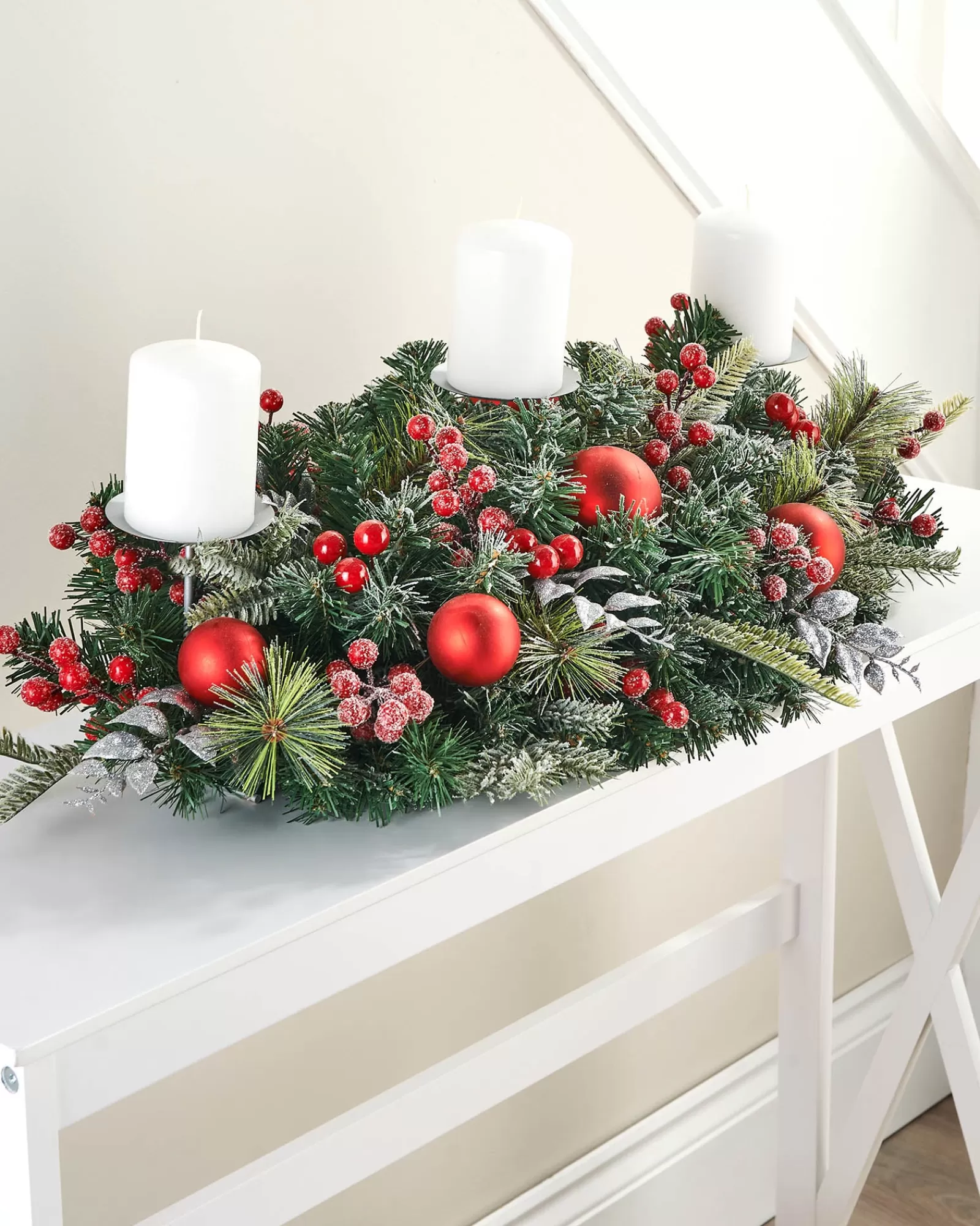 WeRChristmas Table Decorations | Candle Holder Garlands^3 Pillar Decorated Garland Candle Holder, 76 Cm