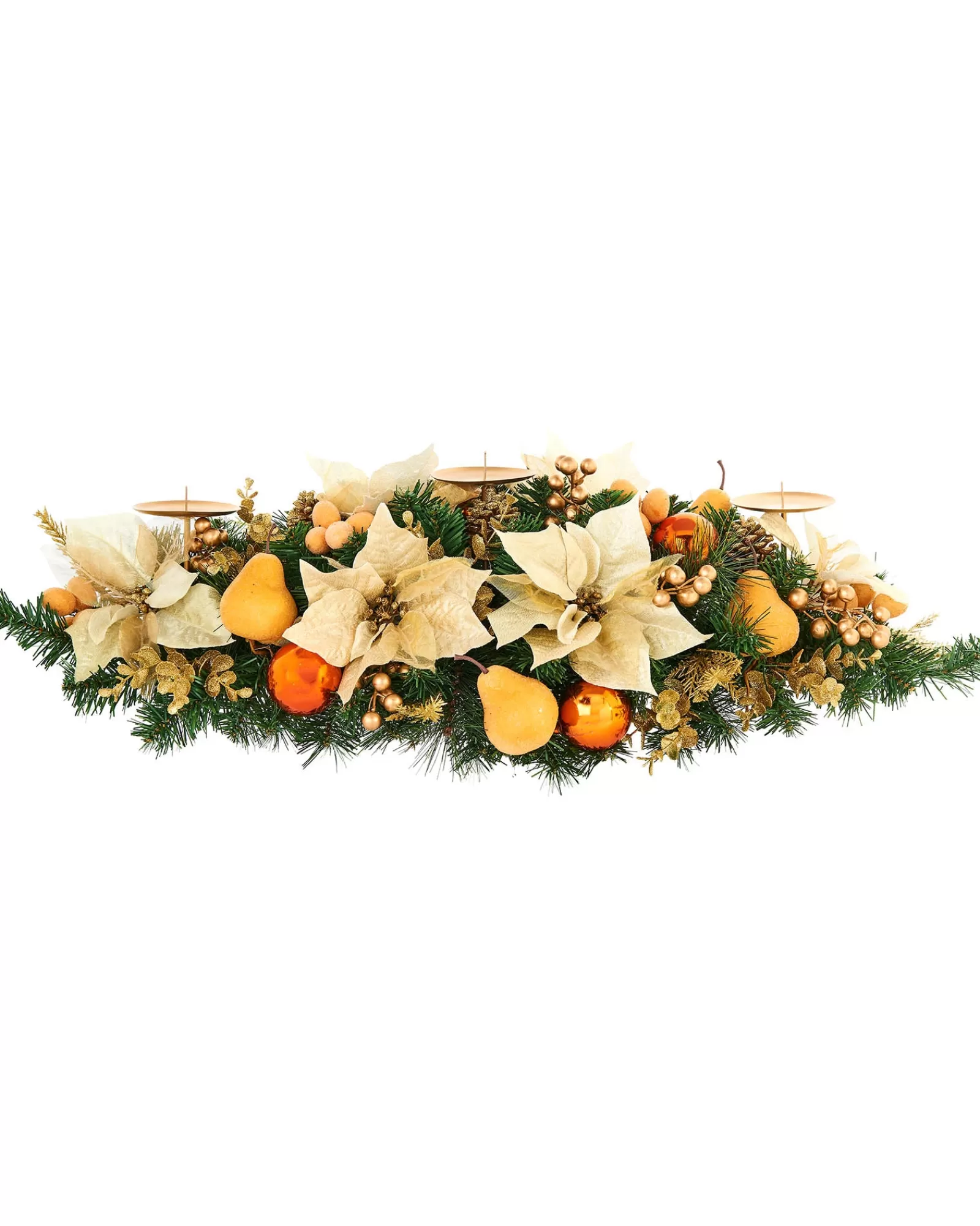 WeRChristmas Table Decorations | Candle Holder Garlands^3 Pillar Decorated Garland Candle Holder, Copper, 76 Cm