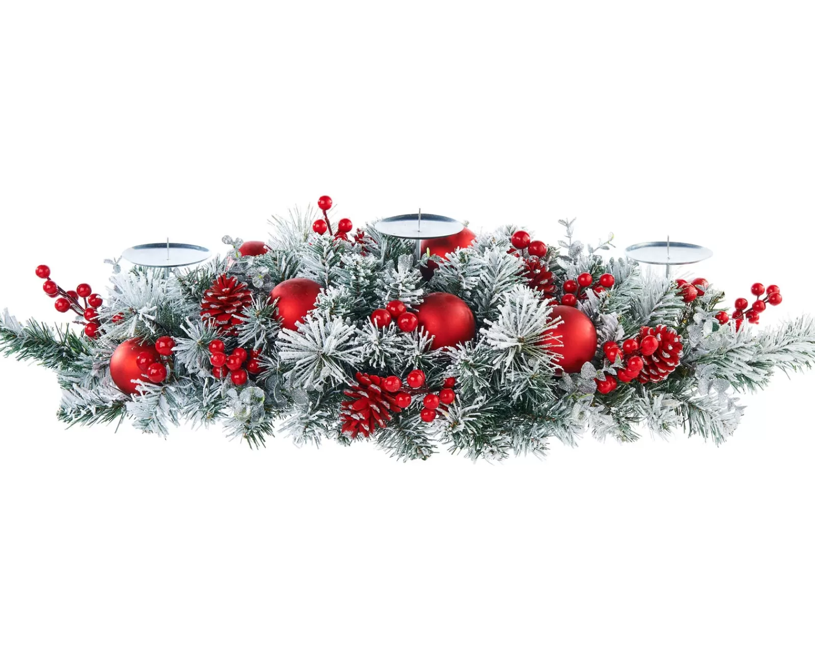WeRChristmas Table Decorations | Decorated Garlands^3 Pillar Decorated Garland Candle Holder, Frosted, 76 Cm