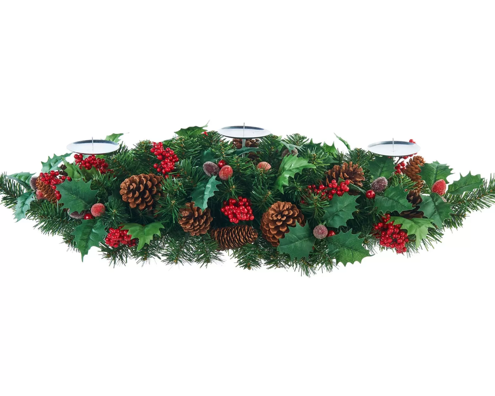 WeRChristmas Table Decorations | Candle Holder Garlands^3 Pillar Decorated Garland Candle Holder, Red, 76 Cm
