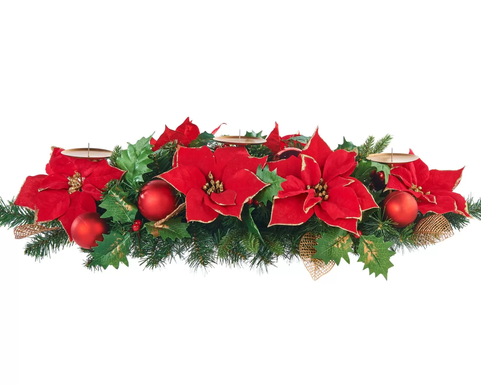 WeRChristmas Table Decorations | Candle Holder Garlands^3 Pillar Decorated Garland Candle Holder, Red, 76 Cm