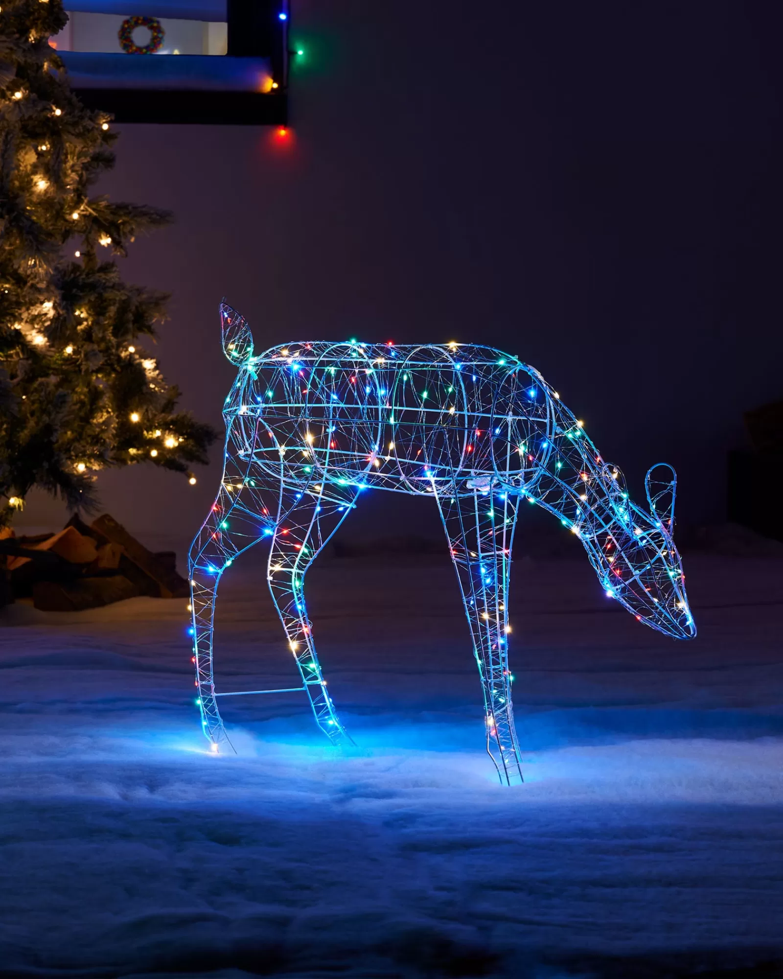 WeRChristmas Outdoor Lighted Reindeer^3D Grazing Reindeer Silhouette, 81 Cm