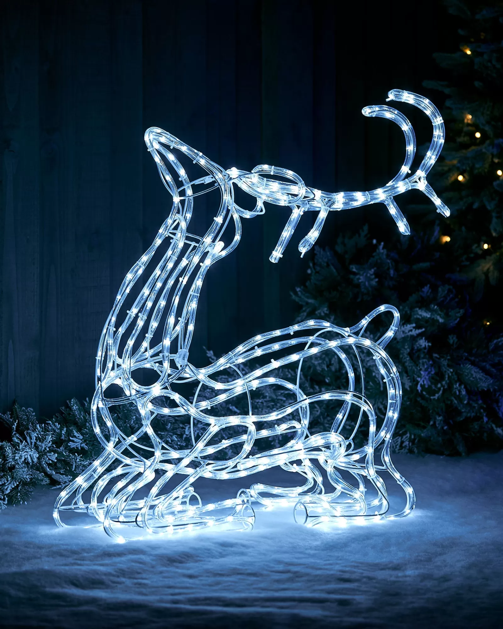 WeRChristmas Outdoor Lighted Reindeer^3D Sitting Reindeer Rope Light Silhouette, 93 Cm