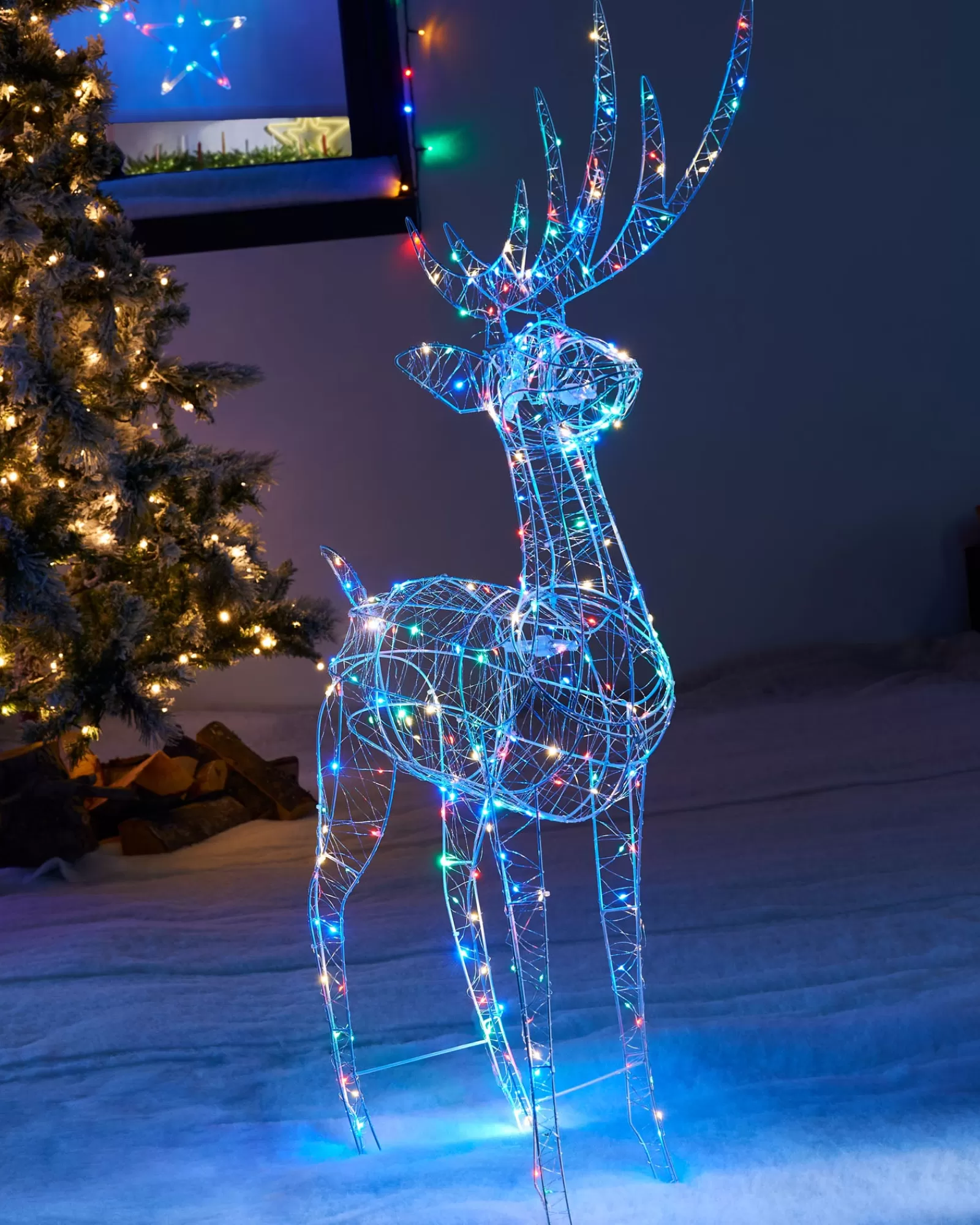 WeRChristmas Outdoor Lighted Reindeer^3D Standing Stag Silhouette, 110 Cm