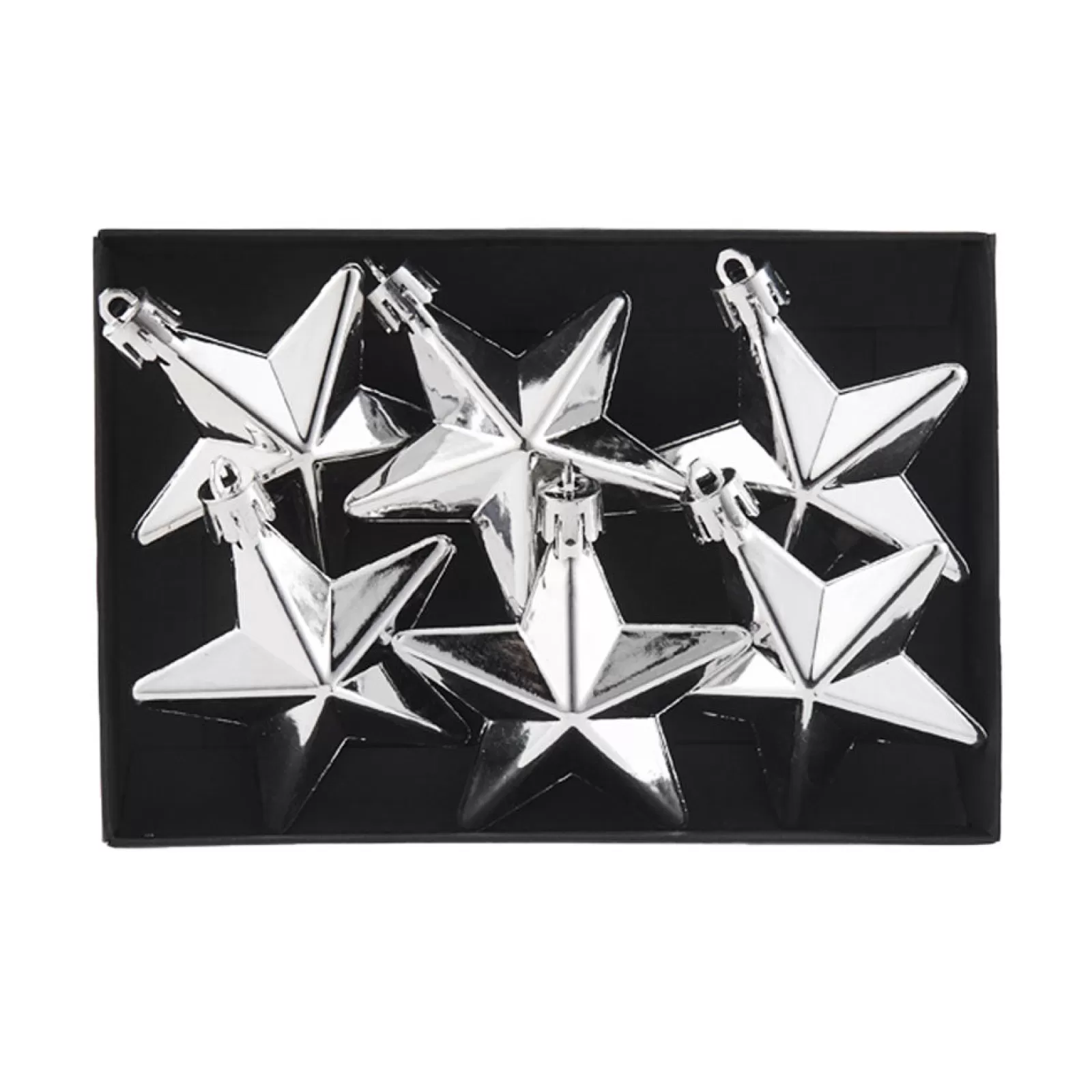 WeRChristmas Shatterproof Baubles^6 Pack Of Hanging Stars, Silver, 7.5 Cm