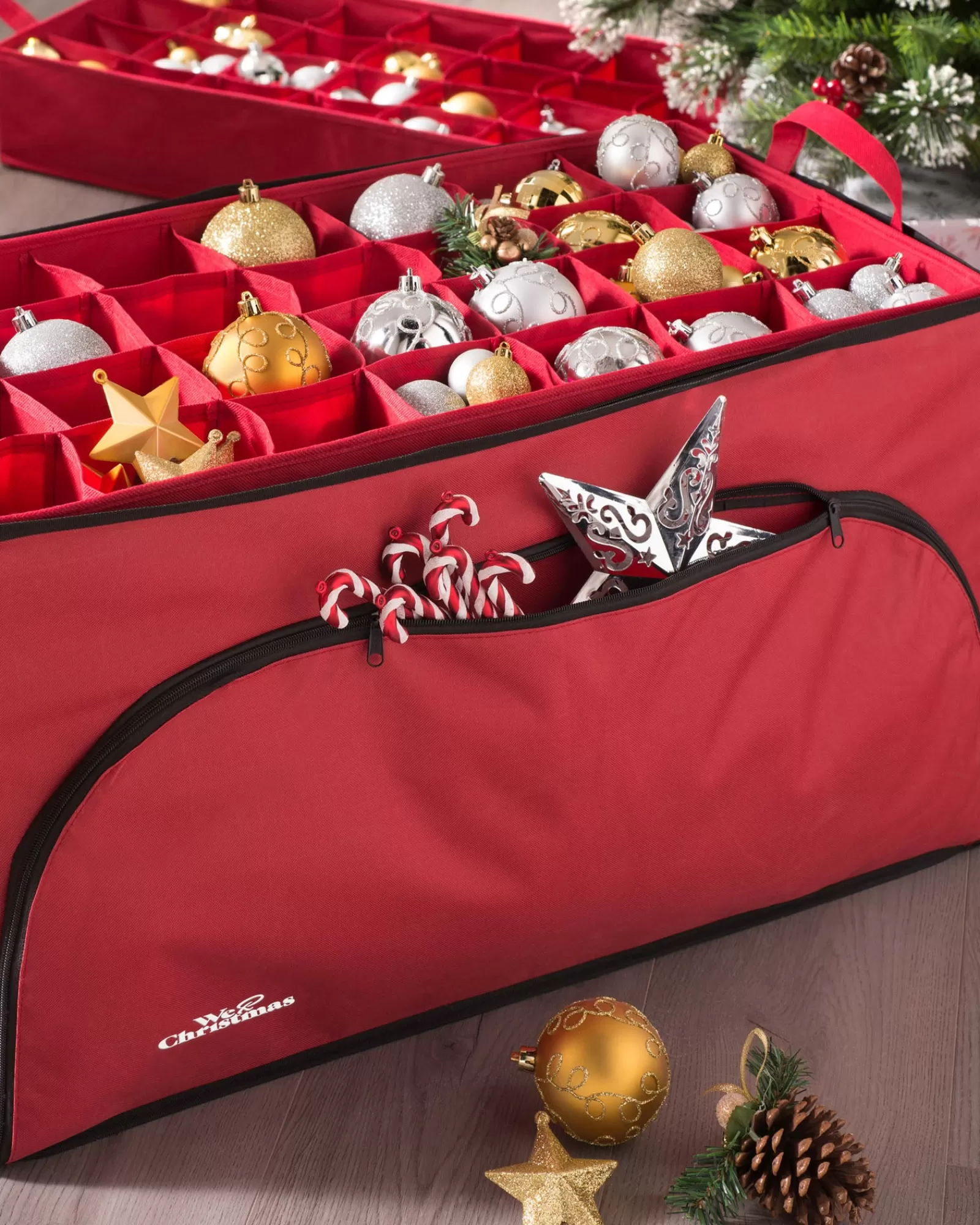 WeRChristmas Storage Bags | Storage Bags^72 Piece Decoration And Ornament Storage Box, Red, 38 Cm