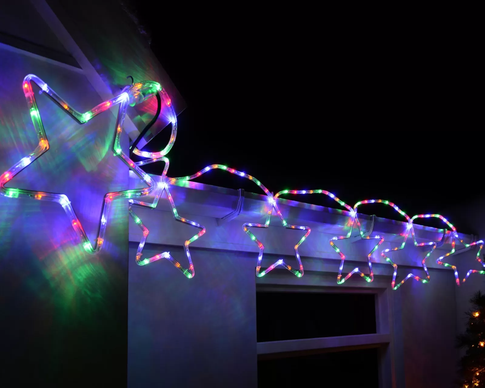 WeRChristmas Festive Star, Snowflake & Sign Lights^7-Star Motif Rope Light Silhouette, Multi-Colour, 300 Cm