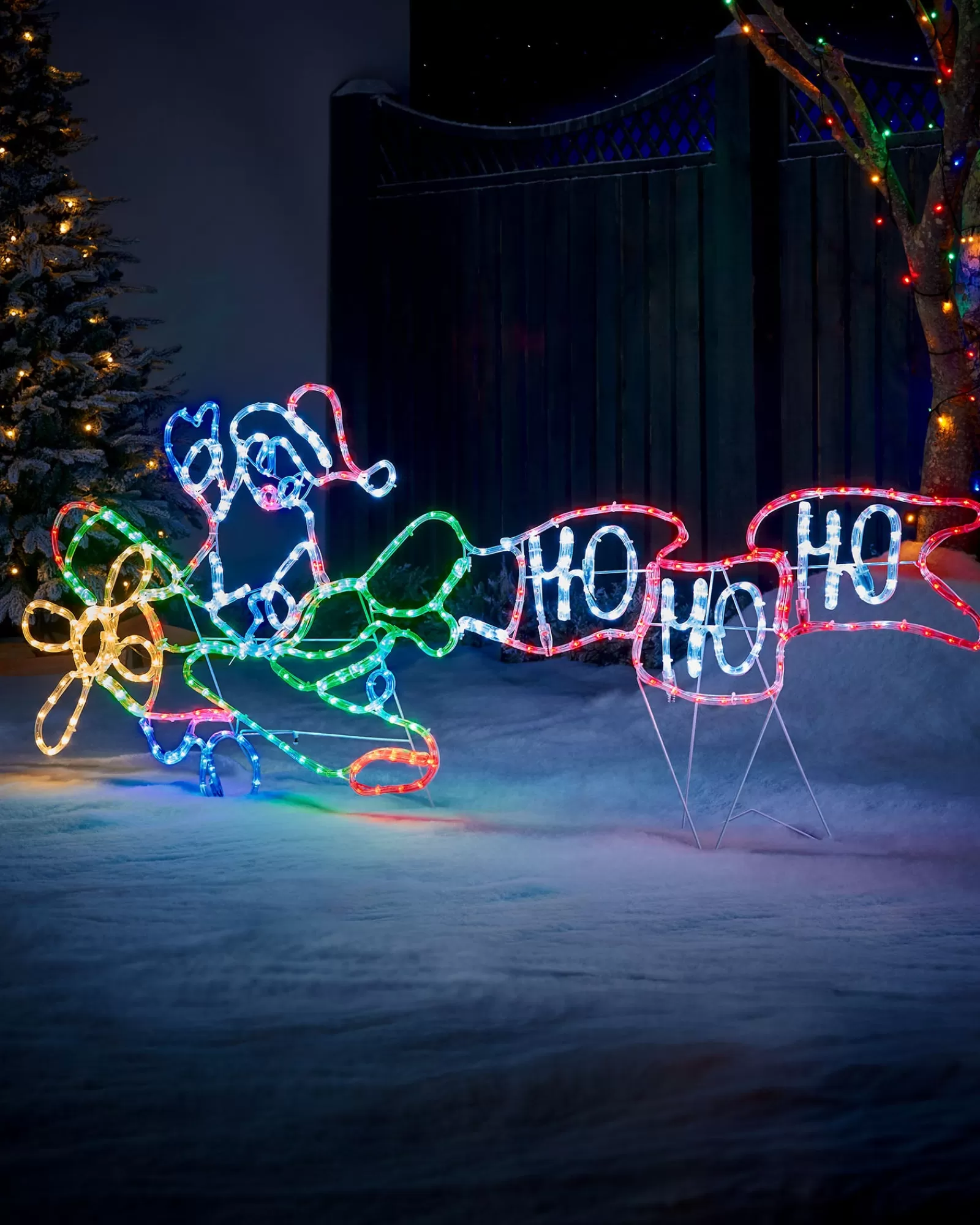 WeRChristmas Christmas Characters^Animated Flying Santa Rope Light Silhouette, 190 Cm