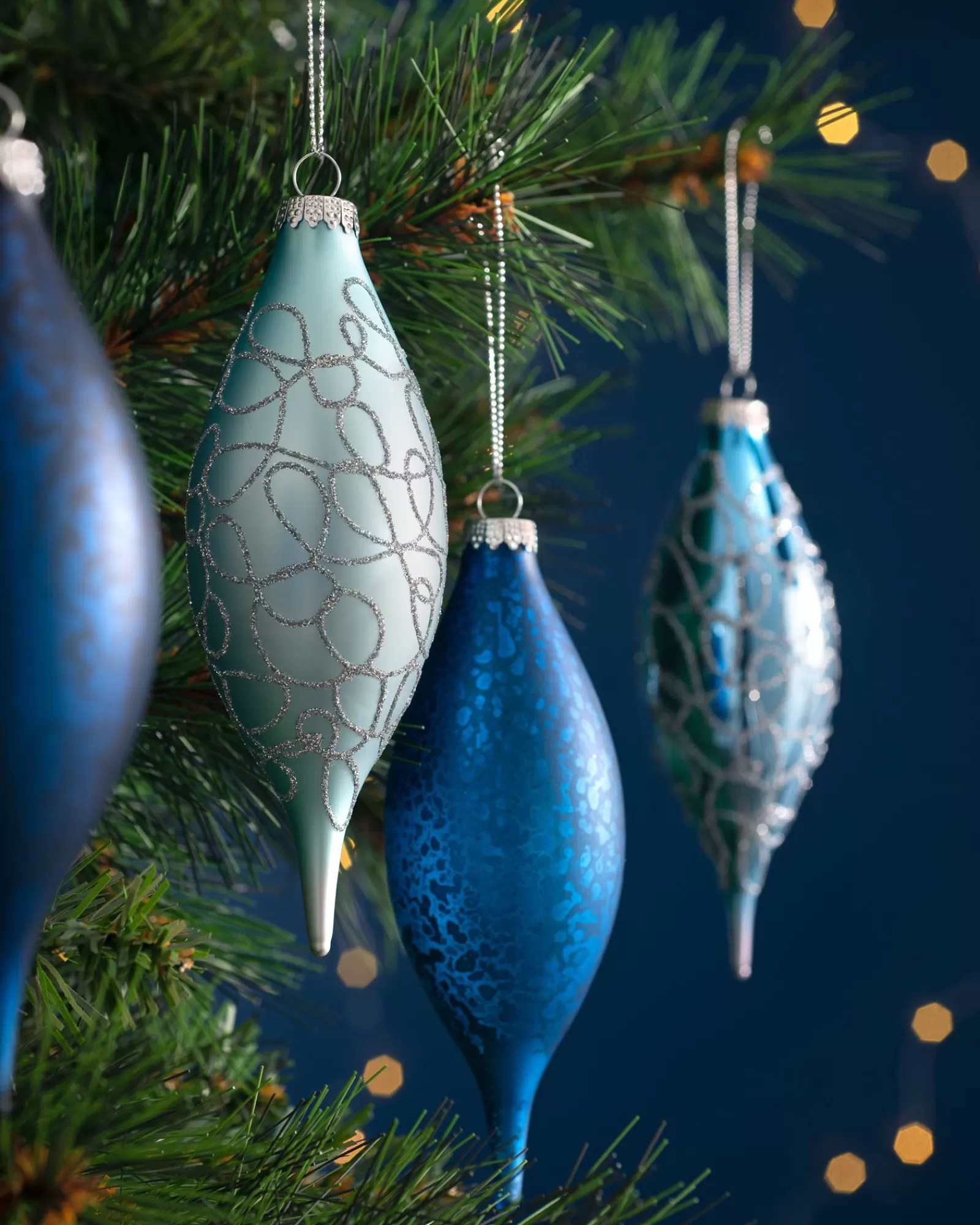 WeRChristmas Glass Baubles^Antarctica Blue Glass Baubles, 5 Pack, 15 Cm