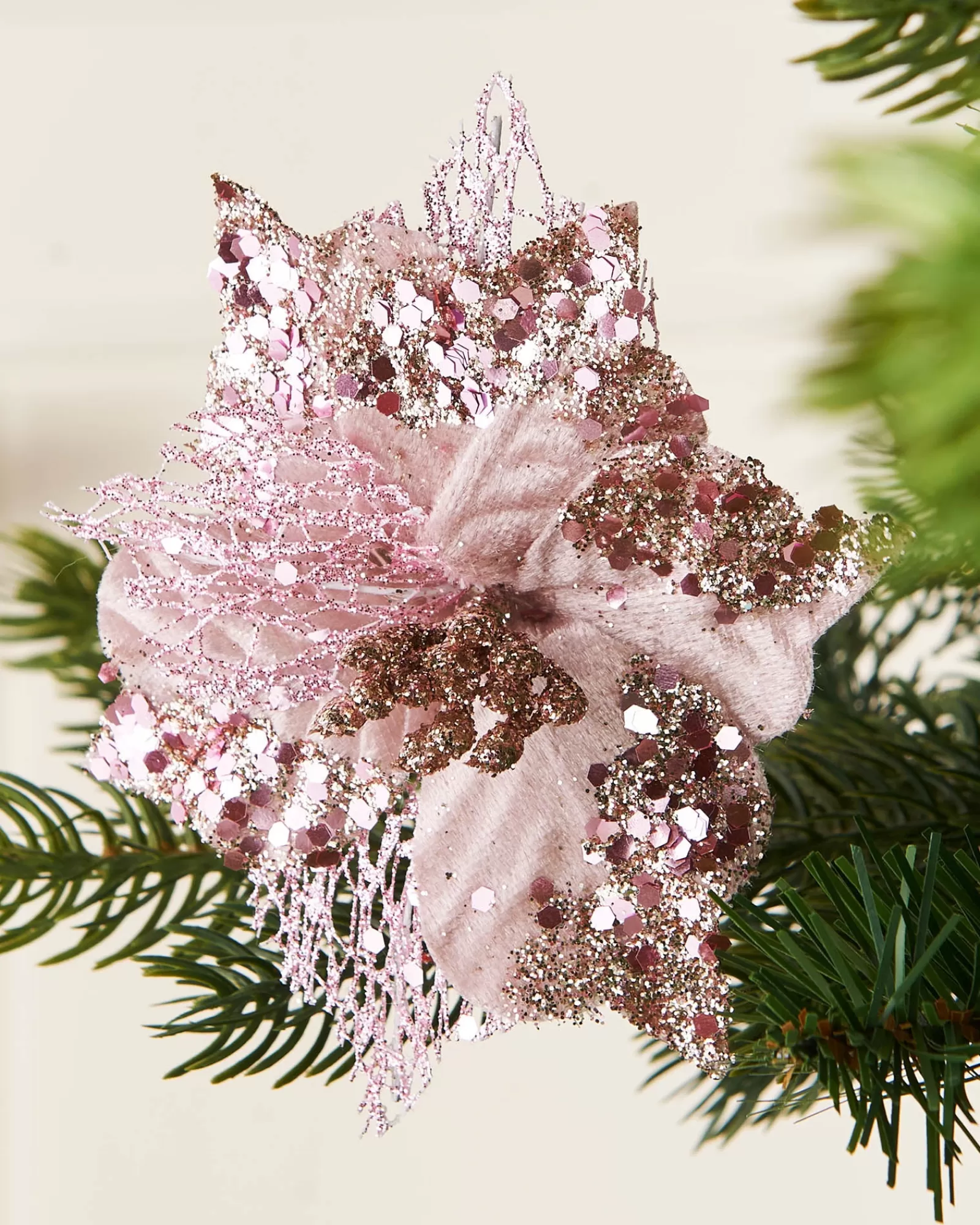 WeRChristmas Flowers & Foliage | Flowers & Foliage^Artificial Baby Pink Poinsettia Flower With Clip, 3 Pack, 12 Cm