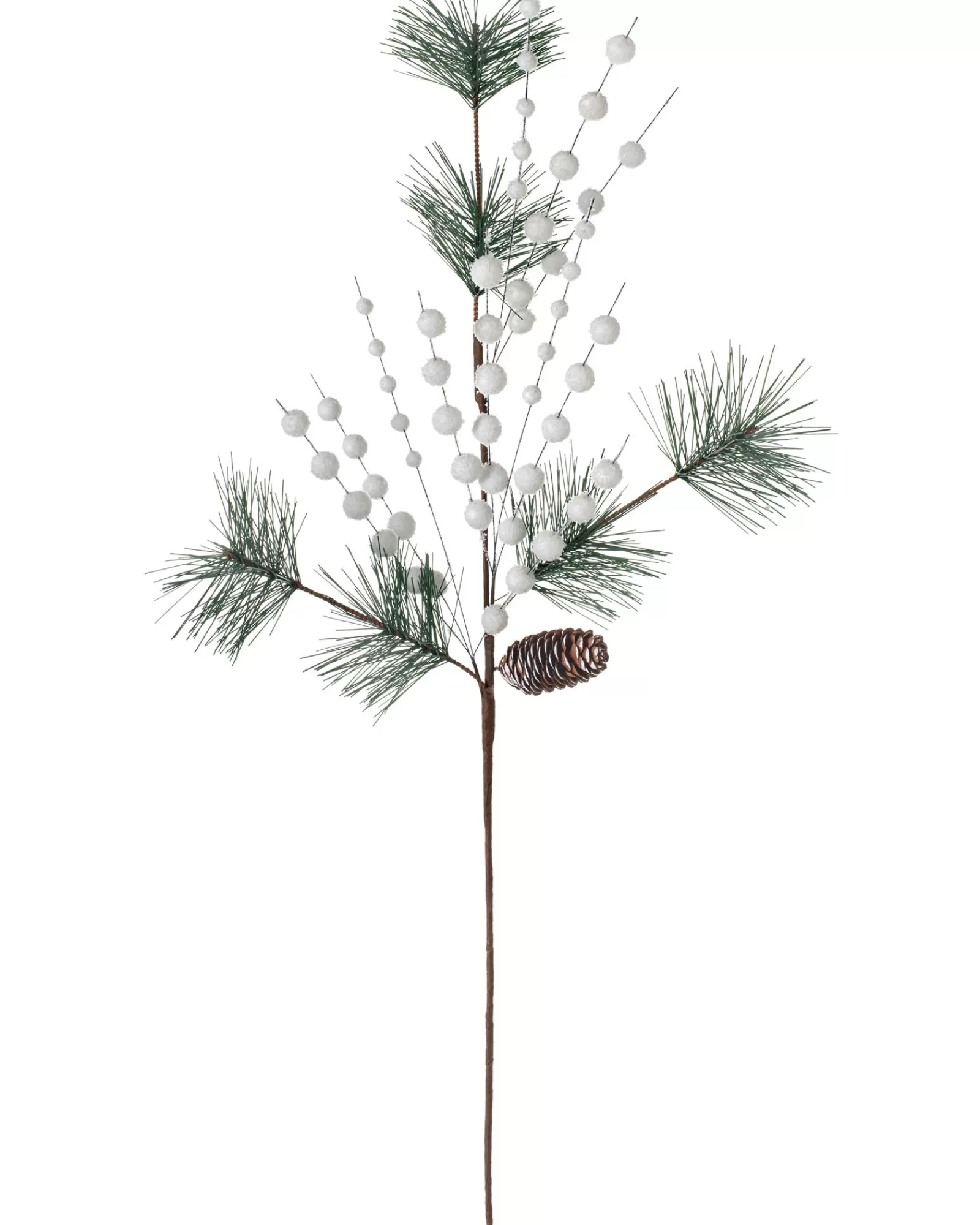 WeRChristmas Flowers & Foliage | Flowers & Foliage^Artificial Berries And Pinecone Pick, White, 66 Cm