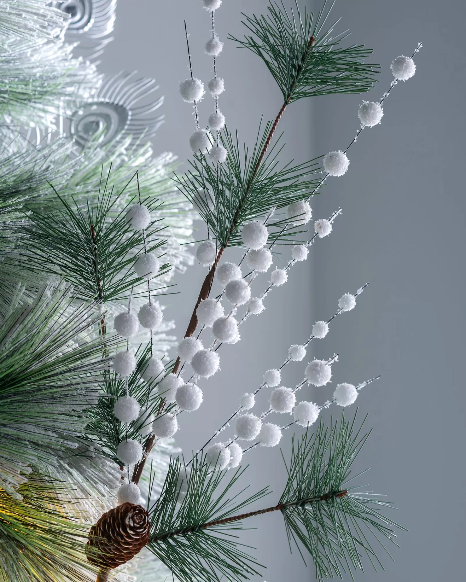 WeRChristmas Flowers & Foliage | Flowers & Foliage^Artificial Berries And Pinecone Pick, White, 66 Cm