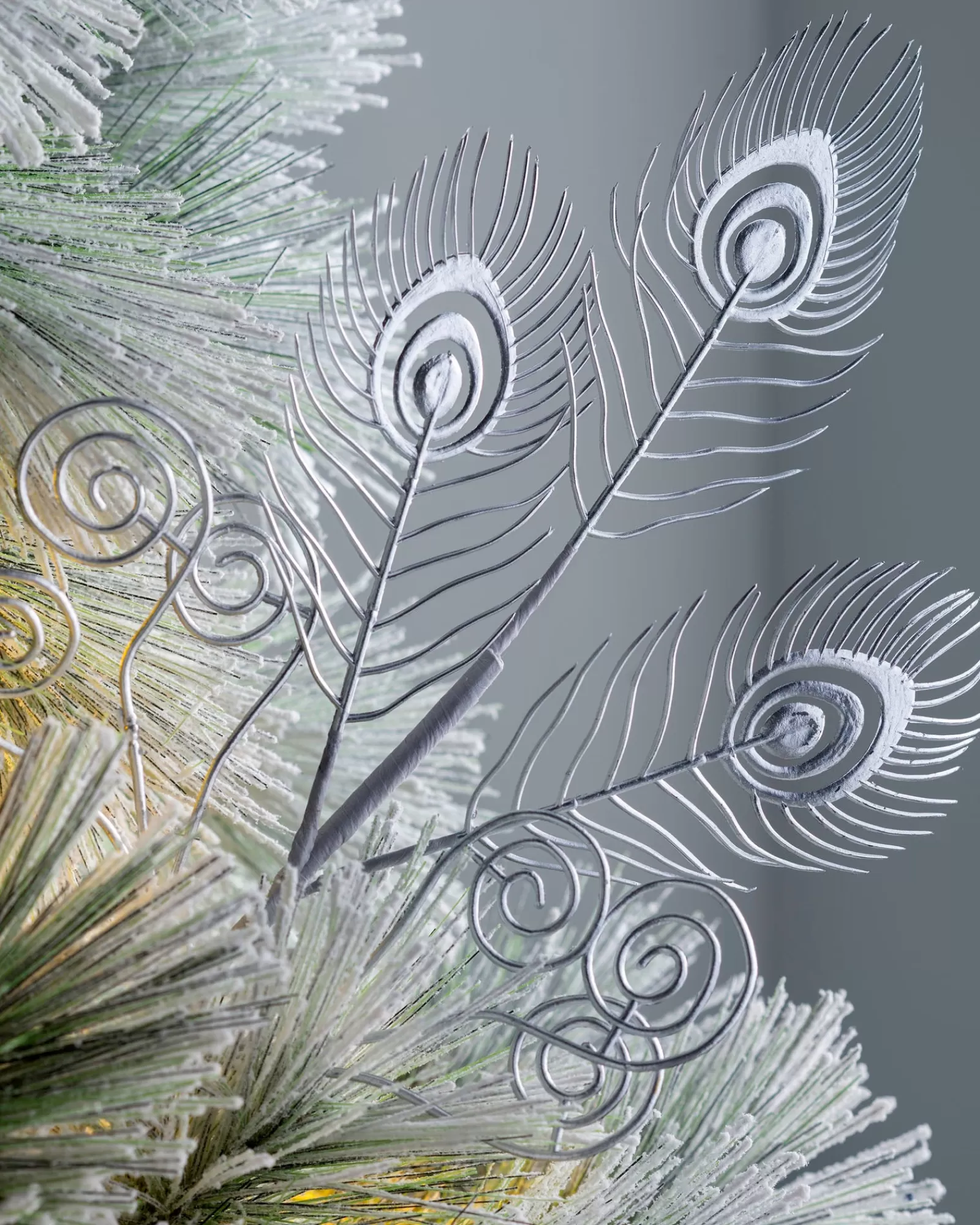 WeRChristmas Flowers & Foliage | Flowers & Foliage^Artificial Feather Pick, Silver, 62 Cm