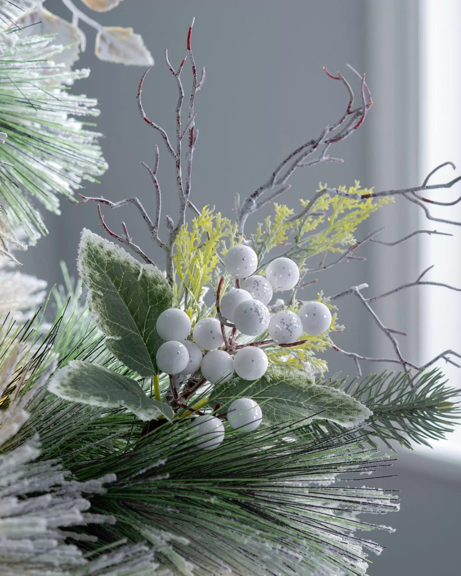 WeRChristmas Flowers & Foliage | Flowers & Foliage^Artificial Frosted Berries Pick, White, 31 Cm