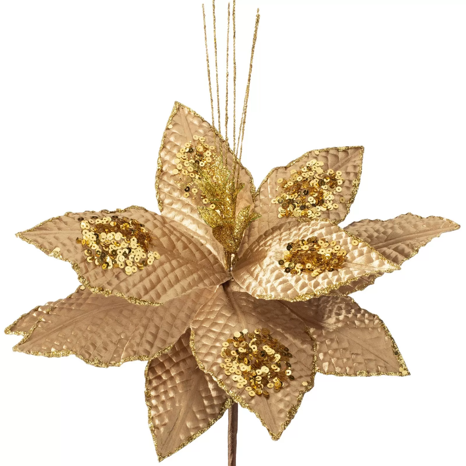 WeRChristmas Flowers & Foliage | Flowers & Foliage^Artificial Poinsettia Flower, Gold, 30 Cm