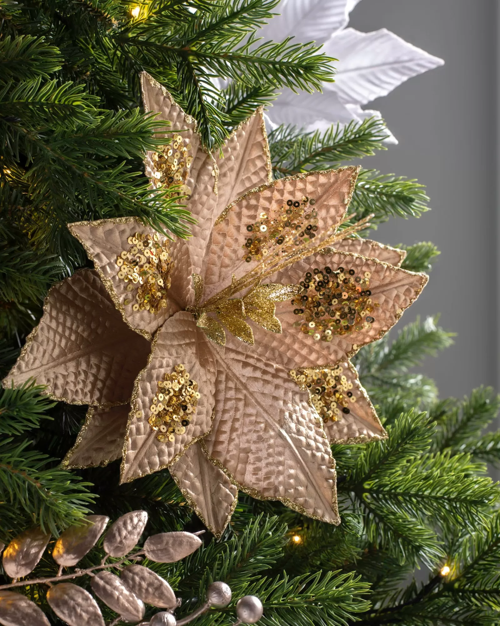 WeRChristmas Flowers & Foliage | Flowers & Foliage^Artificial Poinsettia Flower, Gold, 30 Cm