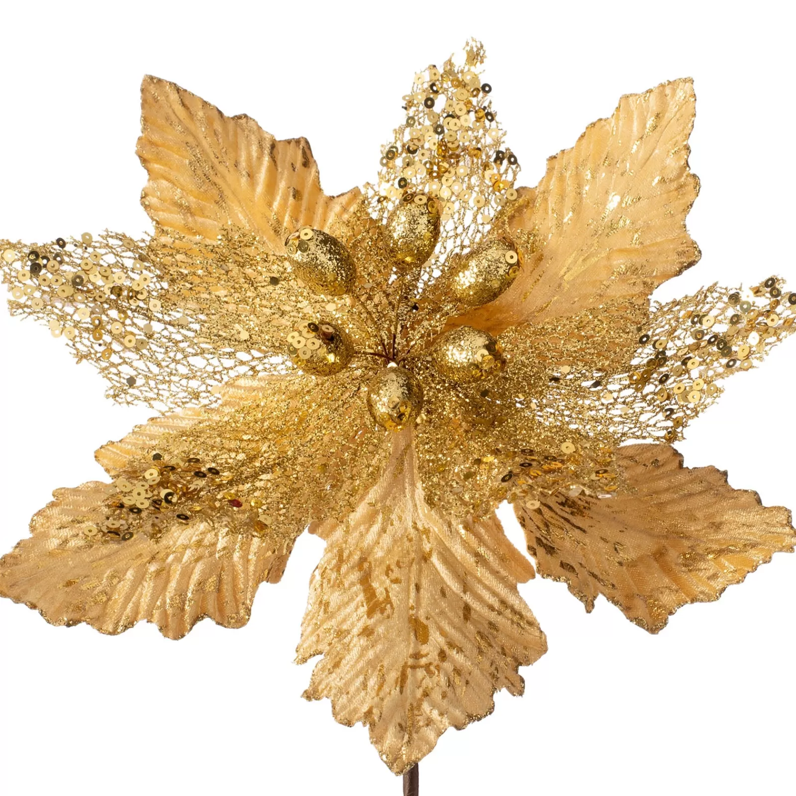 WeRChristmas Flowers & Foliage | Flowers & Foliage^Artificial Poinsettia Flower, Gold, 32 Cm