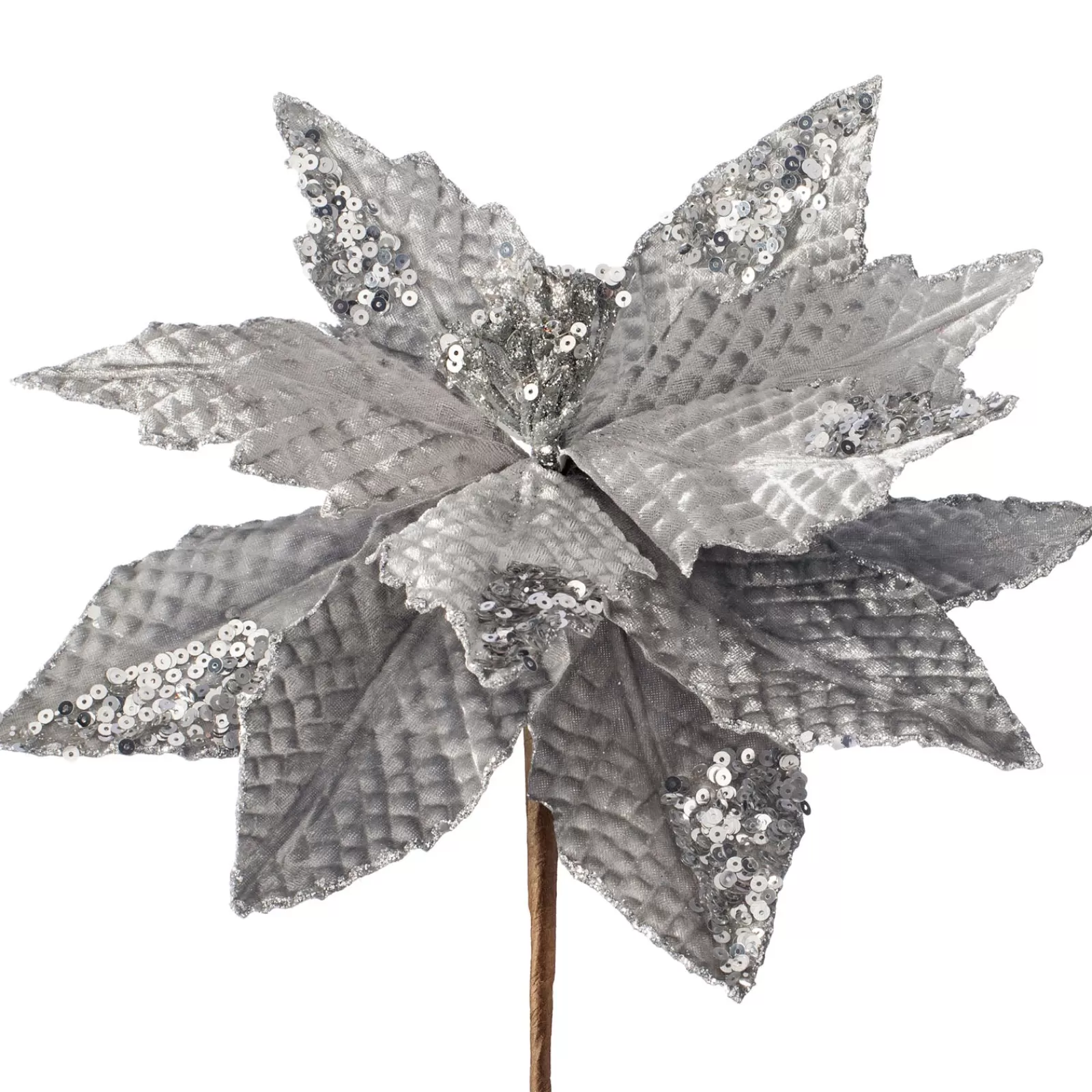 WeRChristmas Flowers & Foliage | Flowers & Foliage^Artificial Poinsettia Flower, Silver, 29 Cm