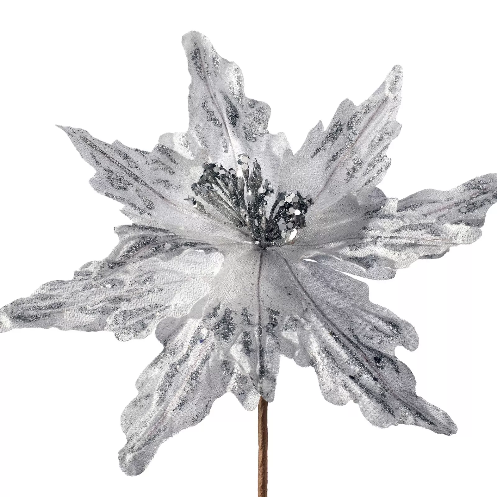 WeRChristmas Flowers & Foliage | Flowers & Foliage^Artificial Poinsettia Flower, Silver, 30 Cm