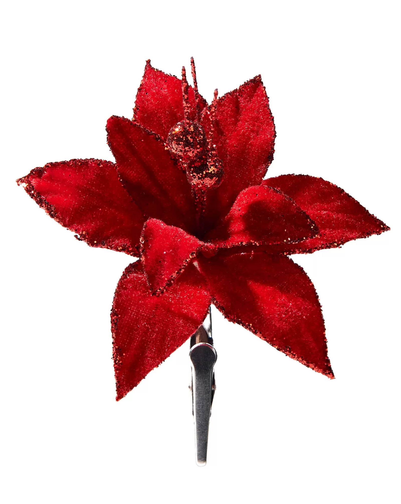 WeRChristmas Flowers & Foliage | Flowers & Foliage^Artificial Red Poinsettia Flower With Clip, 3 Pack, 12 Cm