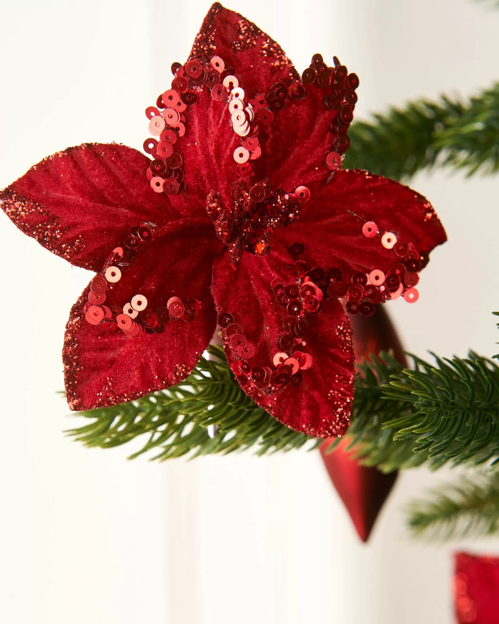 WeRChristmas Flowers & Foliage | Flowers & Foliage^Artificial Red Poinsettia Flower With Clip, 3 Pack, 12 Cm