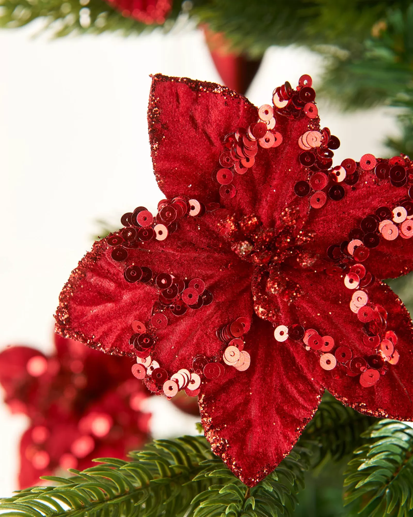 WeRChristmas Flowers & Foliage | Flowers & Foliage^Artificial Red Poinsettia Flower With Clip, 3 Pack, 12 Cm