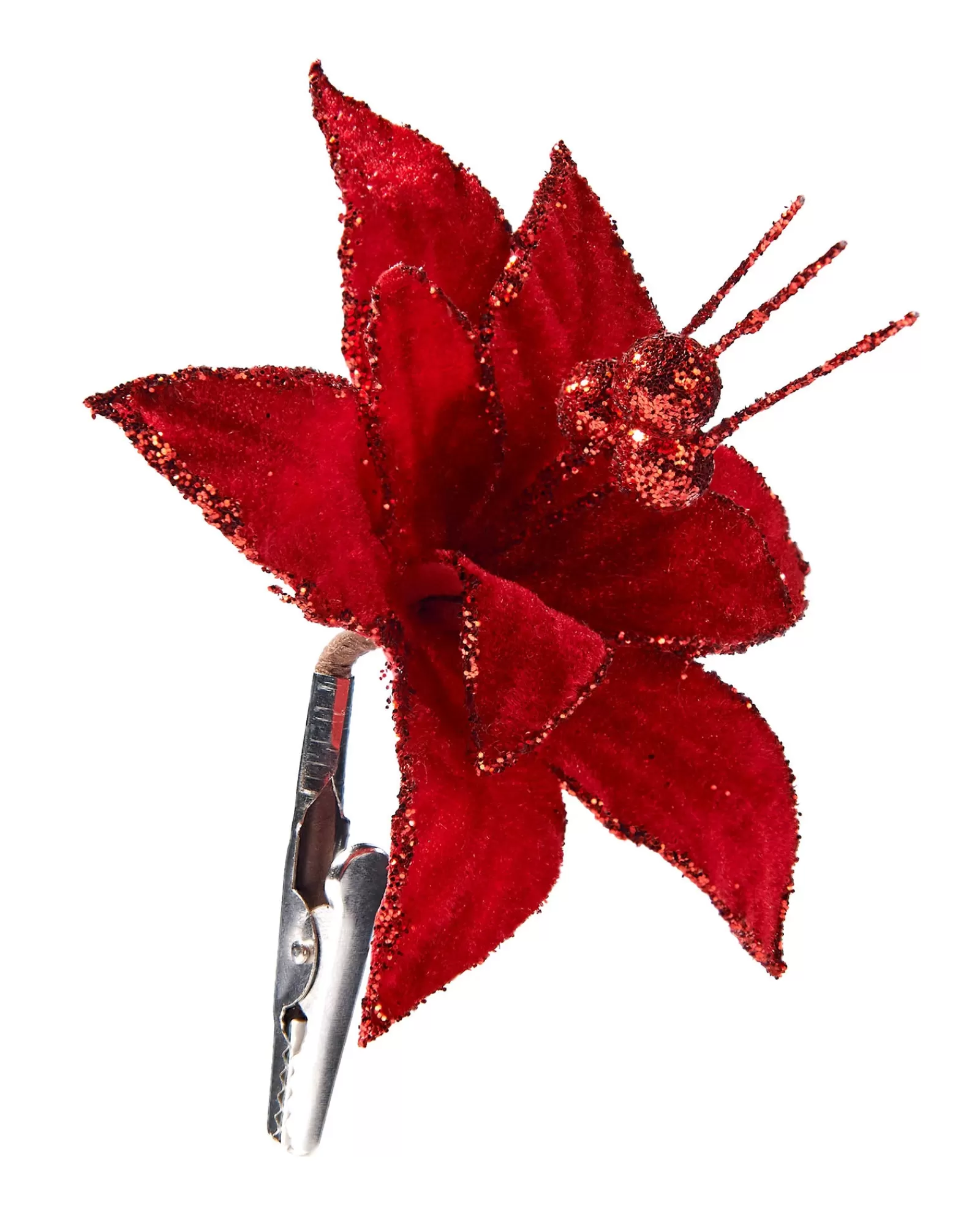 WeRChristmas Flowers & Foliage | Flowers & Foliage^Artificial Red Poinsettia Flower With Clip, 3 Pack, 12 Cm