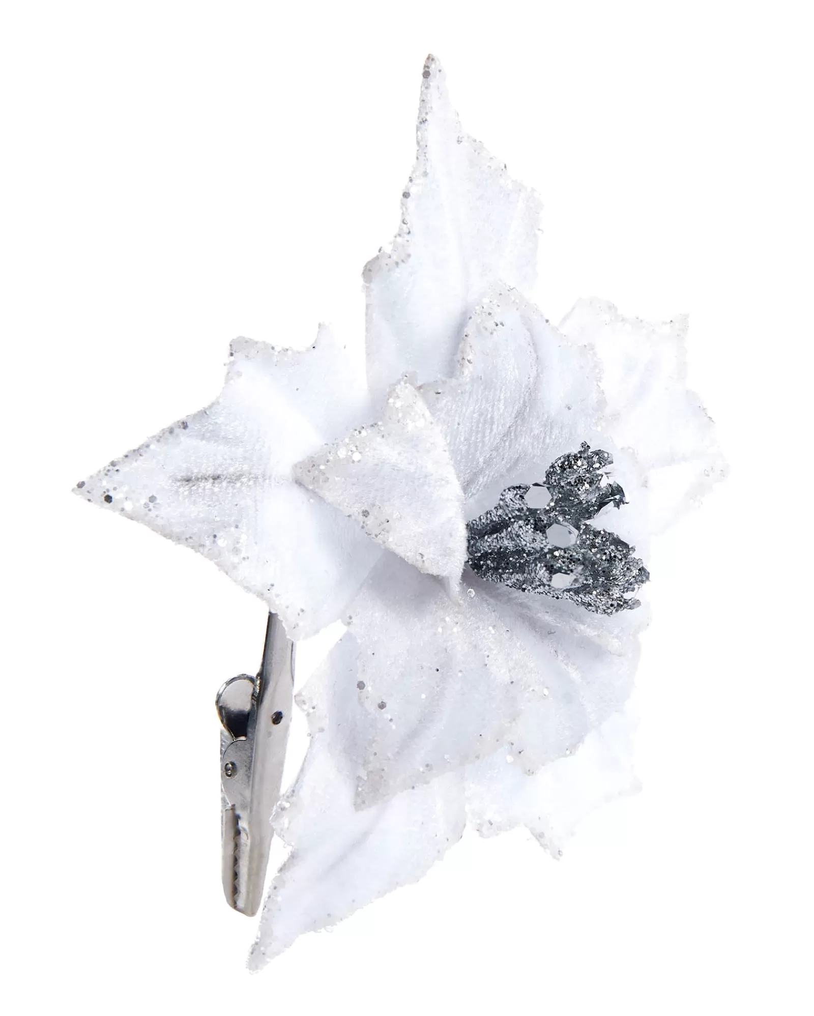 WeRChristmas Flowers & Foliage | Flowers & Foliage^Artificial White Poinsettia Flower With Clip, 3 Pack, 12 Cm
