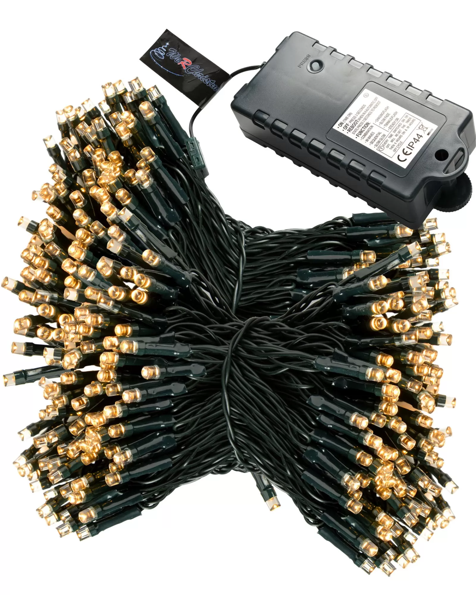 WeRChristmas Fairy Lights | Tree Lights^Battery Operated Multi-Function 100 LED Light String With Timer, Warm White