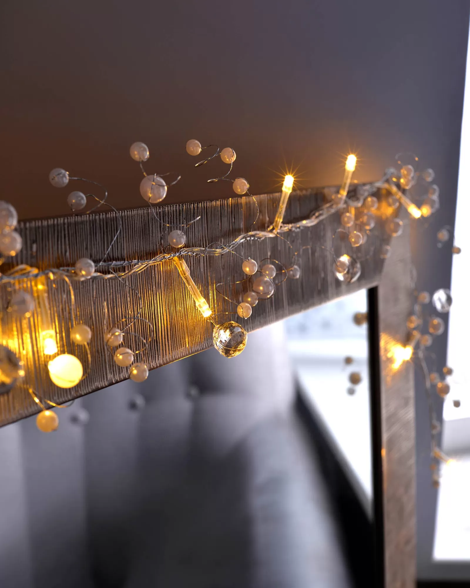 WeRChristmas Fairy Lights^Beaded Garland Light String Decoration With 20 LED Lights, 1.8m, Warm White
