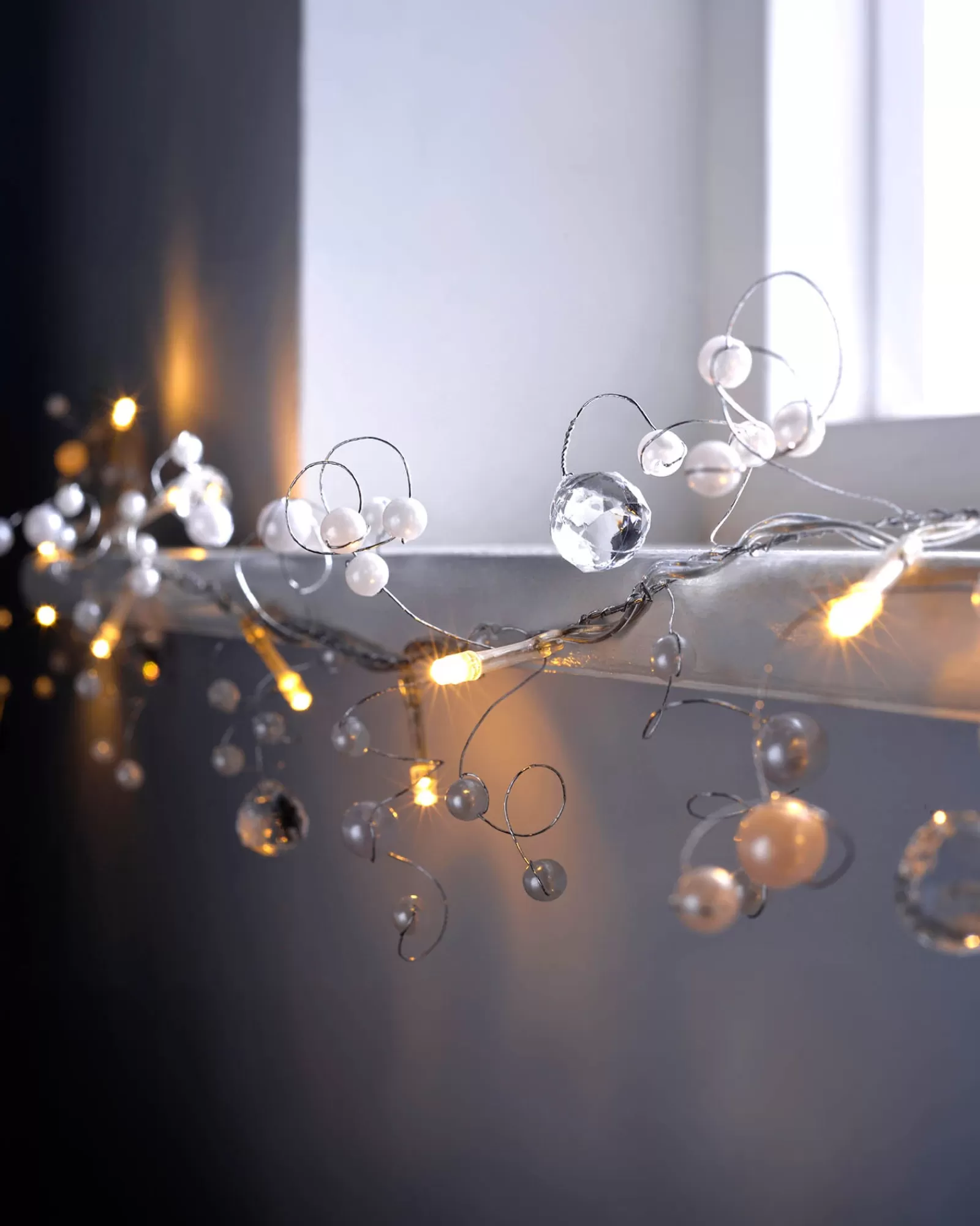 WeRChristmas Fairy Lights^Beaded Garland Light String Decoration With 20 LED Lights, 1.8m, Warm White
