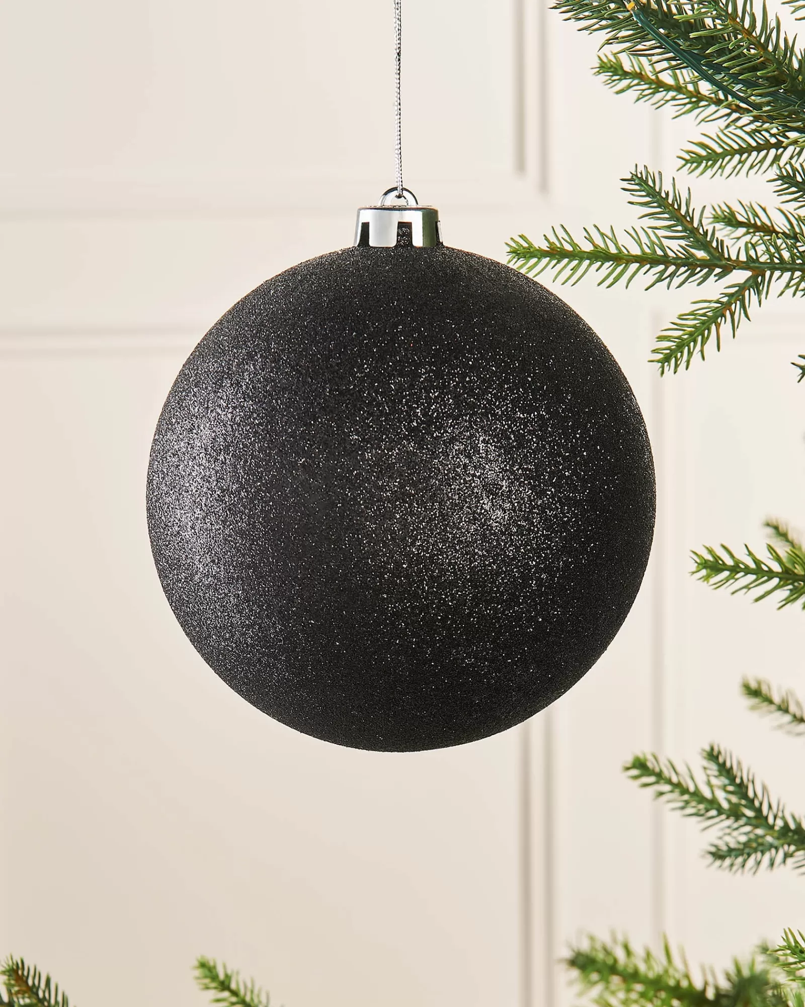 WeRChristmas Oversized Baubles | Shatterproof Baubles^Black Large Glitter Shatterproof Bauble, 15 Cm