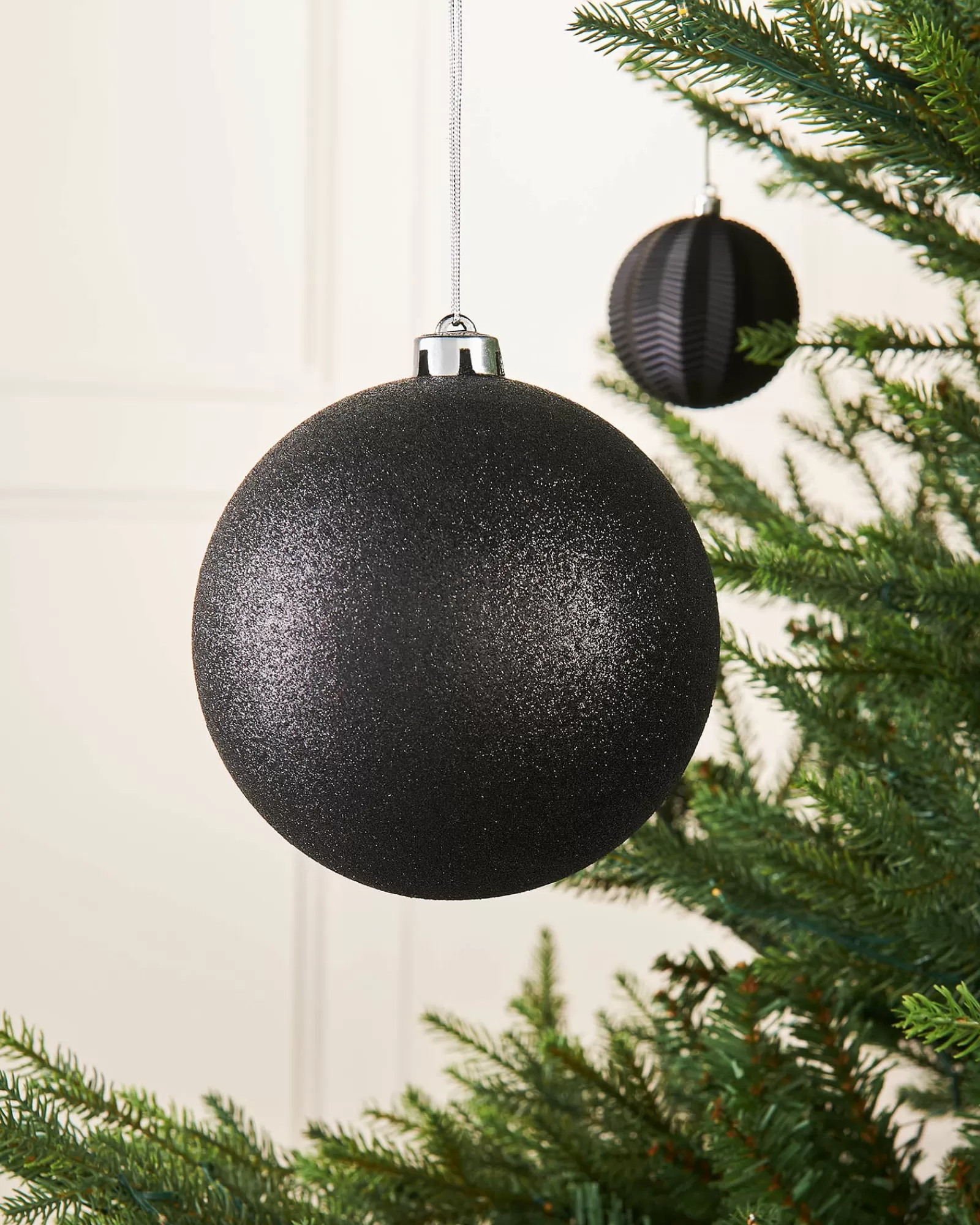 WeRChristmas Oversized Baubles | Shatterproof Baubles^Black Large Glitter Shatterproof Bauble, 15 Cm