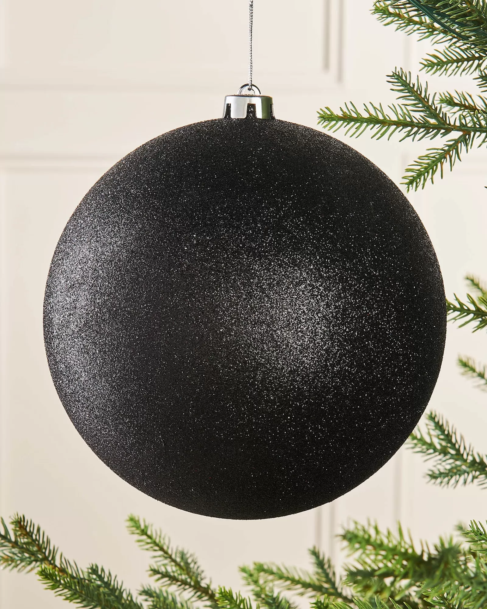 WeRChristmas Oversized Baubles | Shatterproof Baubles^Black Large Glitter Shatterproof Bauble, 20 Cm