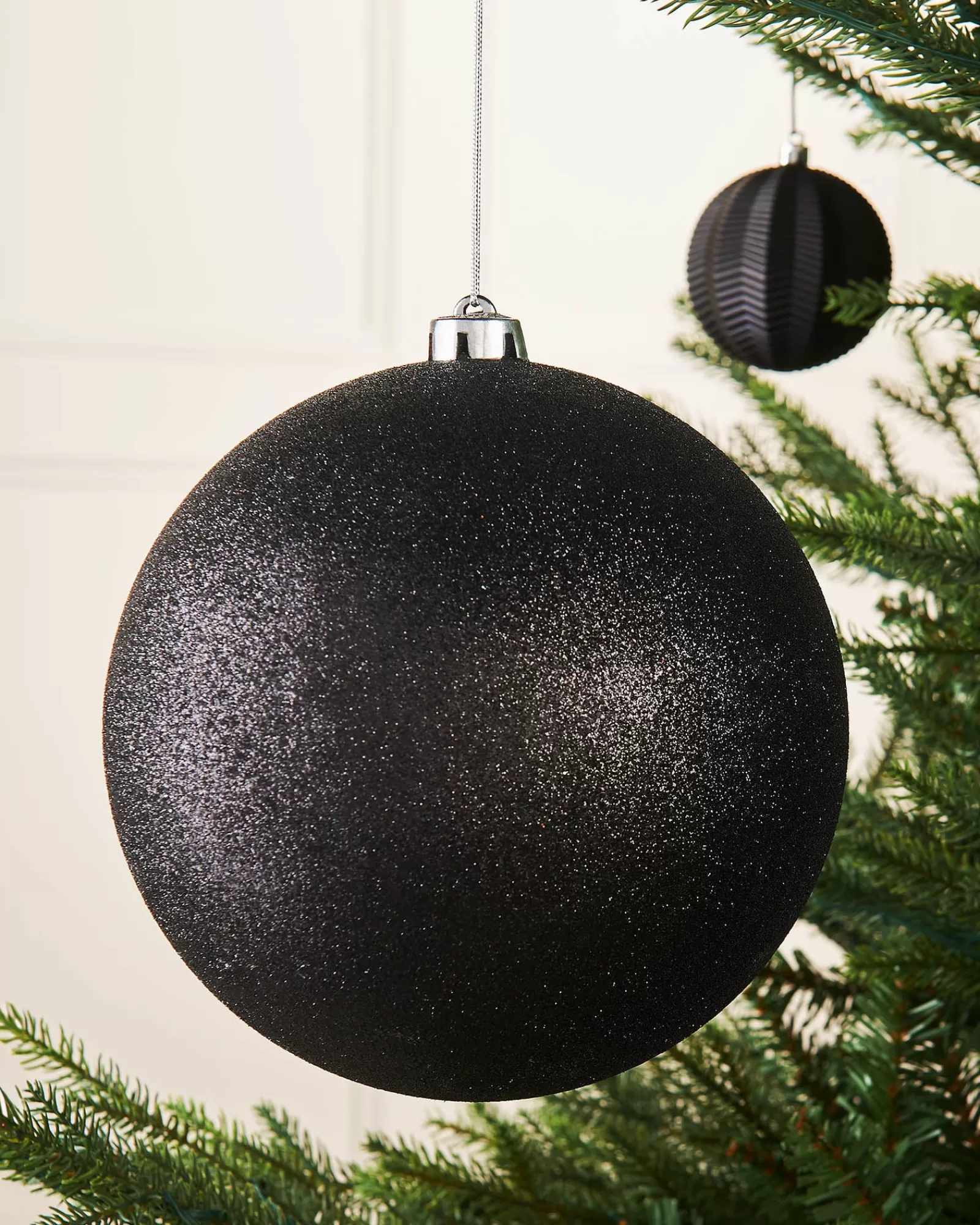 WeRChristmas Oversized Baubles | Shatterproof Baubles^Black Large Glitter Shatterproof Bauble, 20 Cm