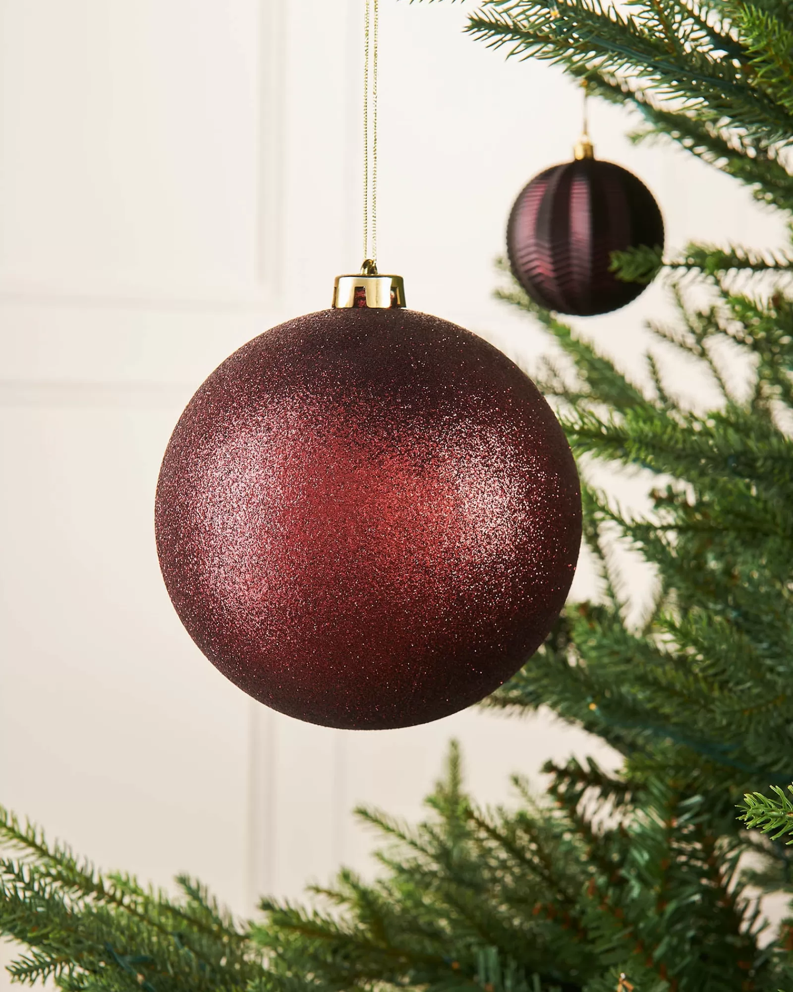 WeRChristmas Oversized Baubles | Shatterproof Baubles^Burgundy Large Glitter Shatterproof Bauble, 15 Cm