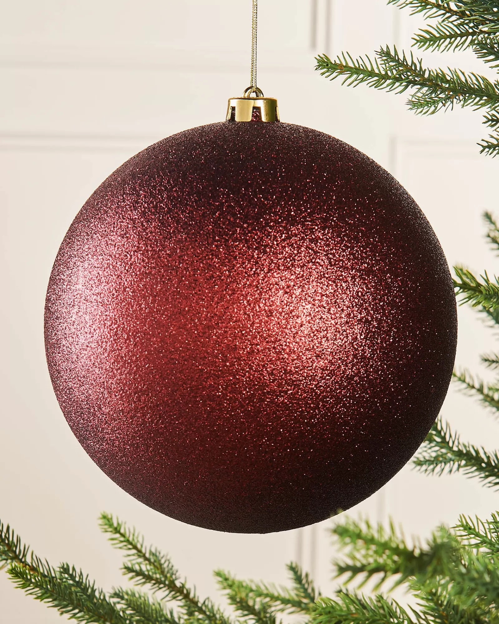 WeRChristmas Oversized Baubles | Shatterproof Baubles^Burgundy Large Glitter Shatterproof Bauble, 20 Cm