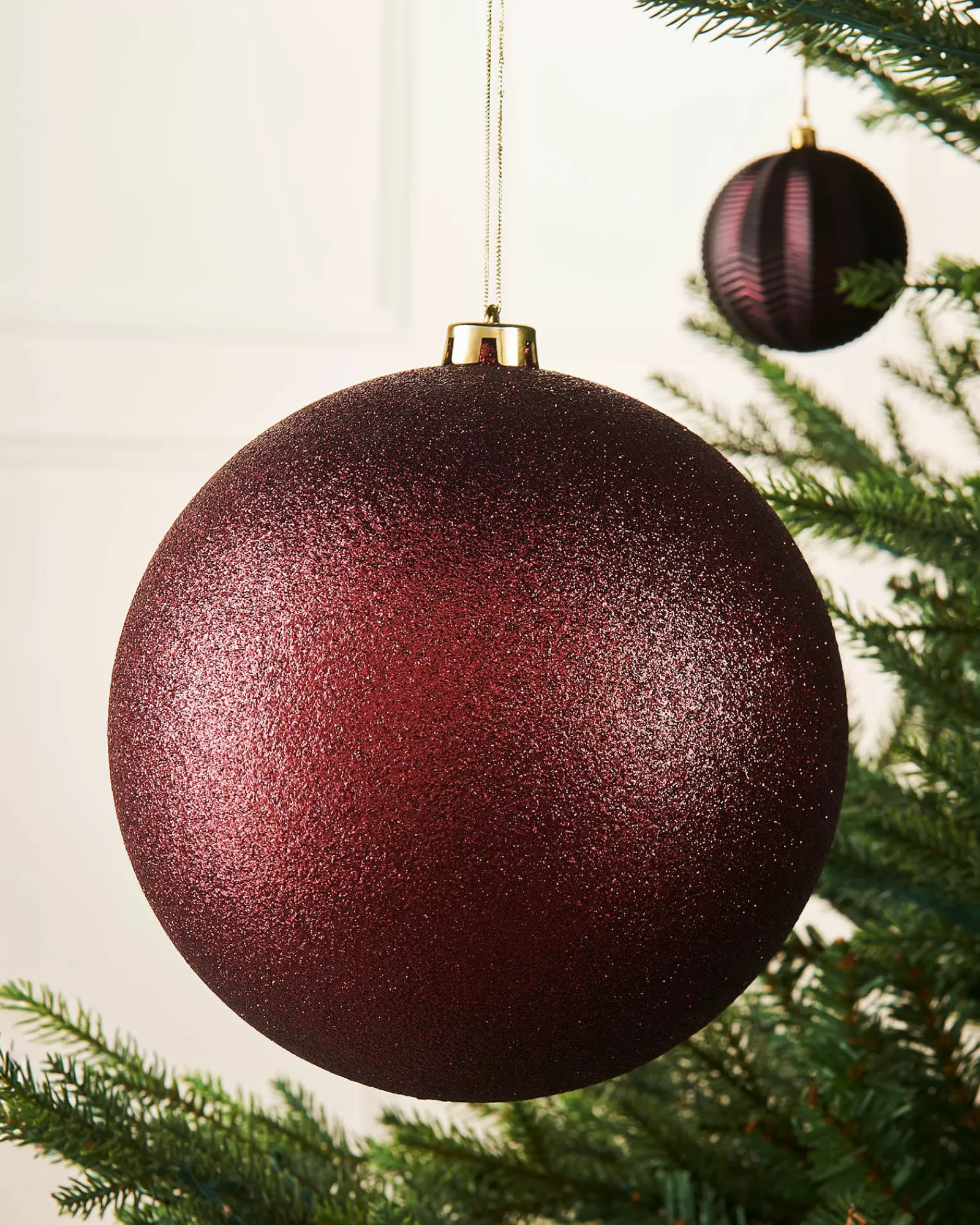 WeRChristmas Oversized Baubles | Shatterproof Baubles^Burgundy Large Glitter Shatterproof Bauble, 20 Cm