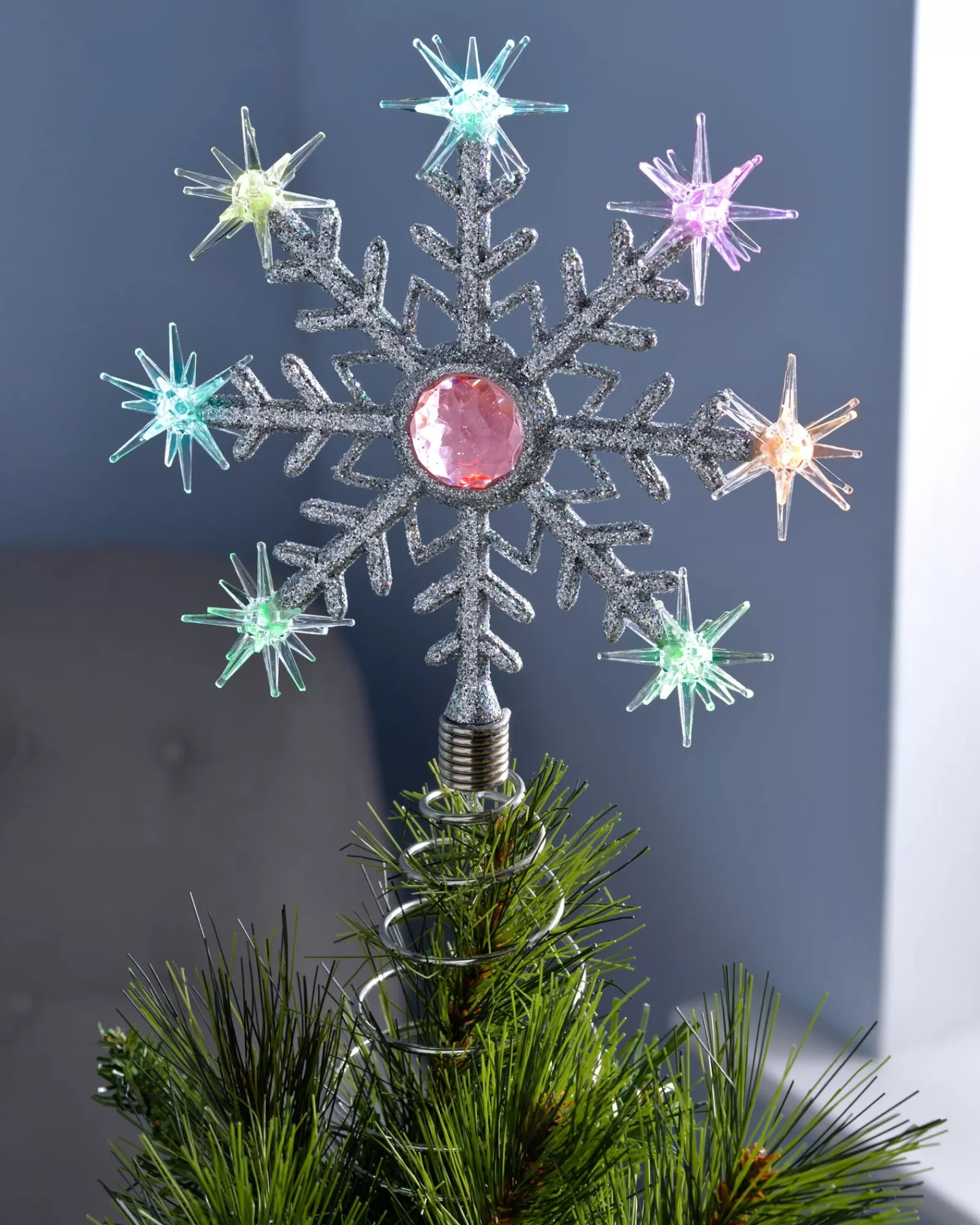 WeRChristmas Tree Toppers^Colour Changing Snowflake Christmas Tree Topper, 29 Cm