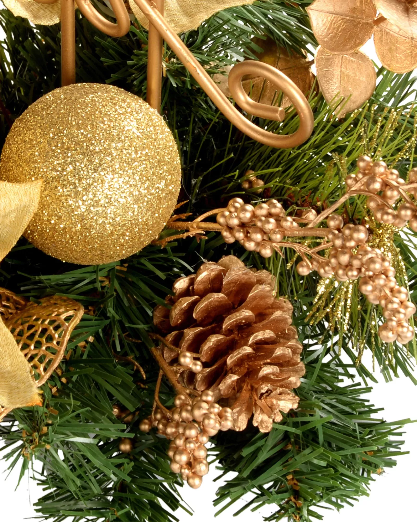 WeRChristmas Table Decorations | Candle Holder Garlands^Decorated Table Centre Piece Candle Holder - Cream/ Gold, Single Pillar