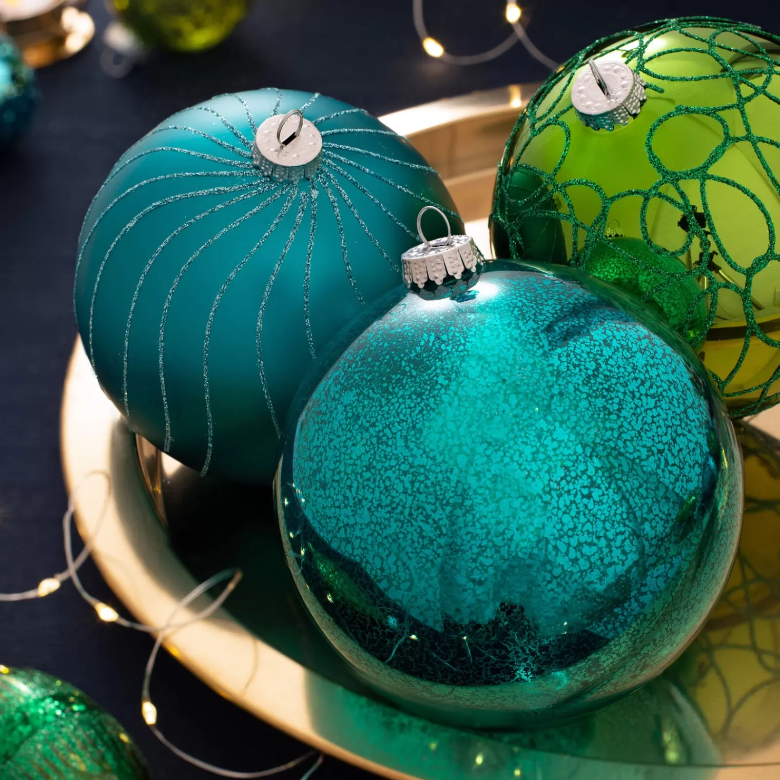 WeRChristmas Glass Baubles^Emerald Glass Baubles, 3 Pack, 13 Cm