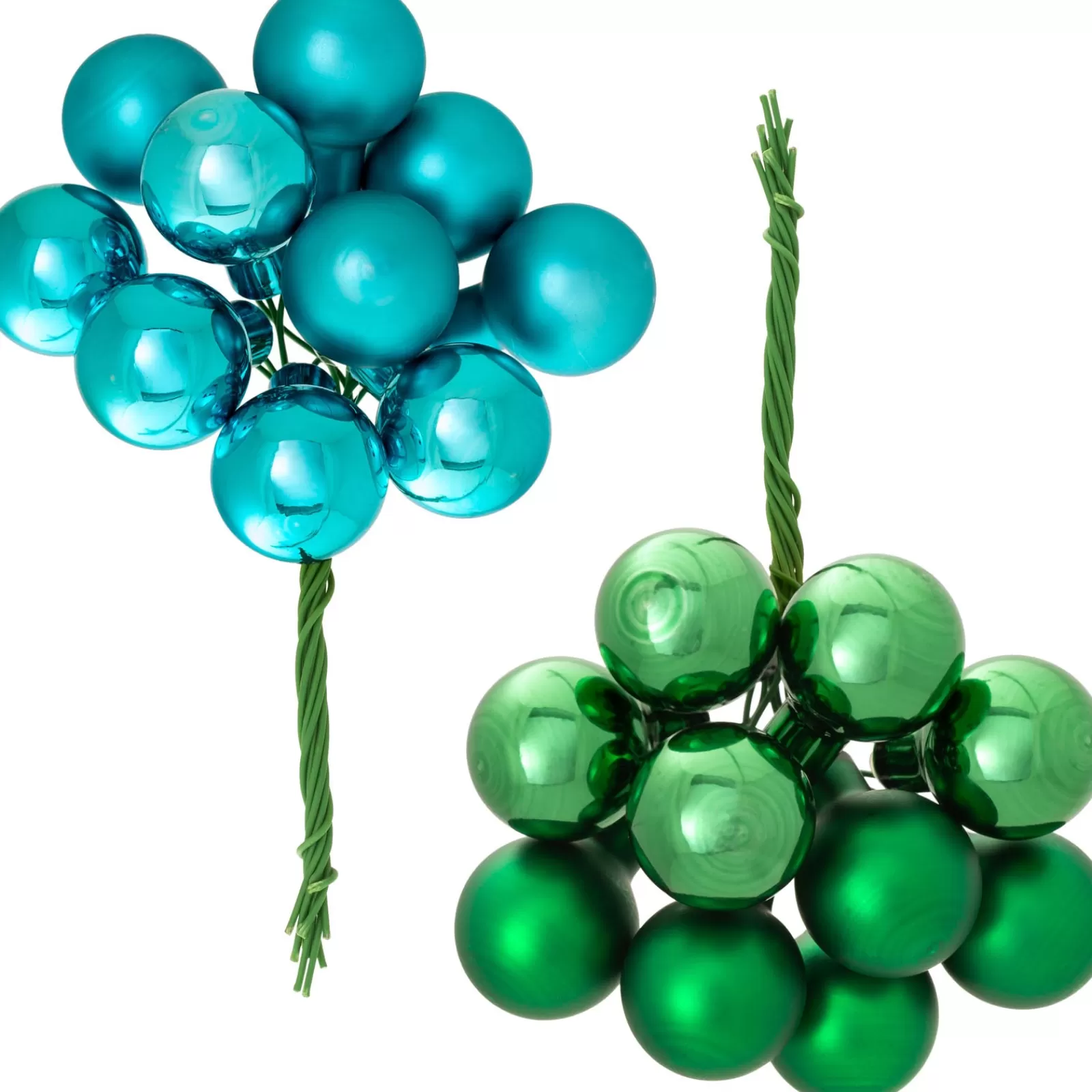 WeRChristmas Glass Baubles^Emerald Green Glass Berry Cluster Baubles, 5 Pack