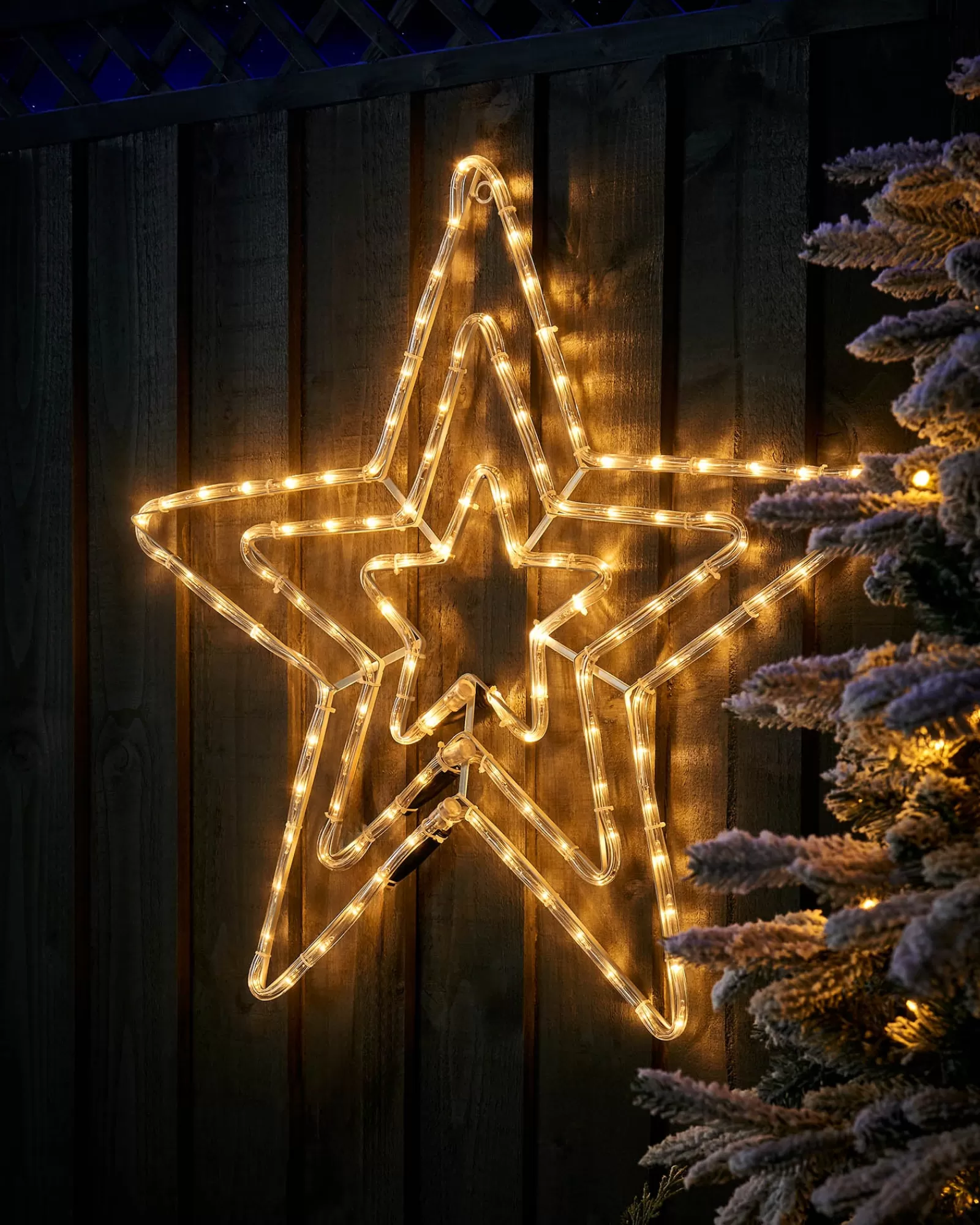 WeRChristmas Festive Star, Snowflake & Sign Lights^Flashing Star Rope Light Silhouette, Warm White, 72 Cm