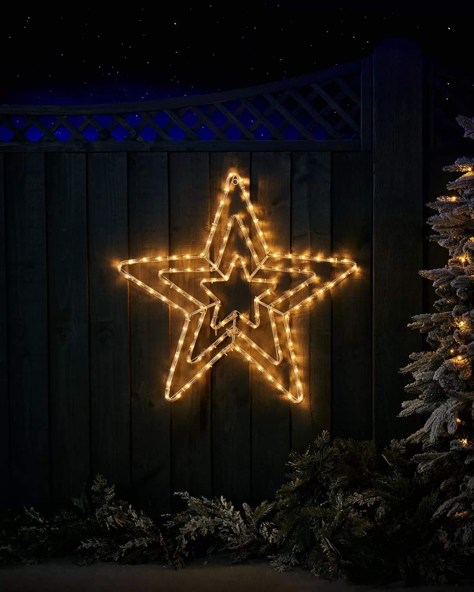 WeRChristmas Festive Star, Snowflake & Sign Lights^Flashing Star Rope Light Silhouette, Warm White, 72 Cm