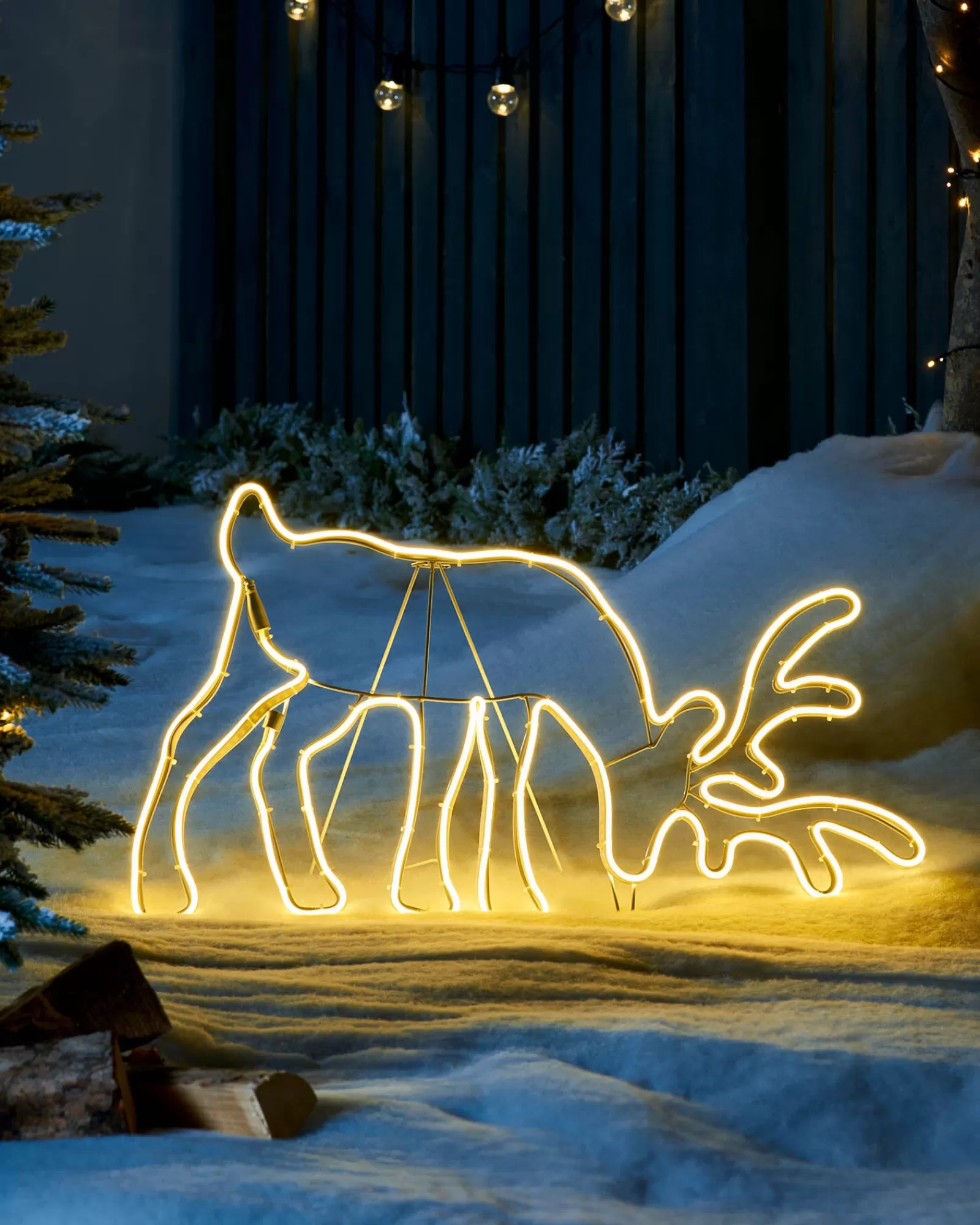 WeRChristmas Outdoor Lighted Reindeer^Grazing Reindeer Neon Rope Light Silhouette, 82 Cm