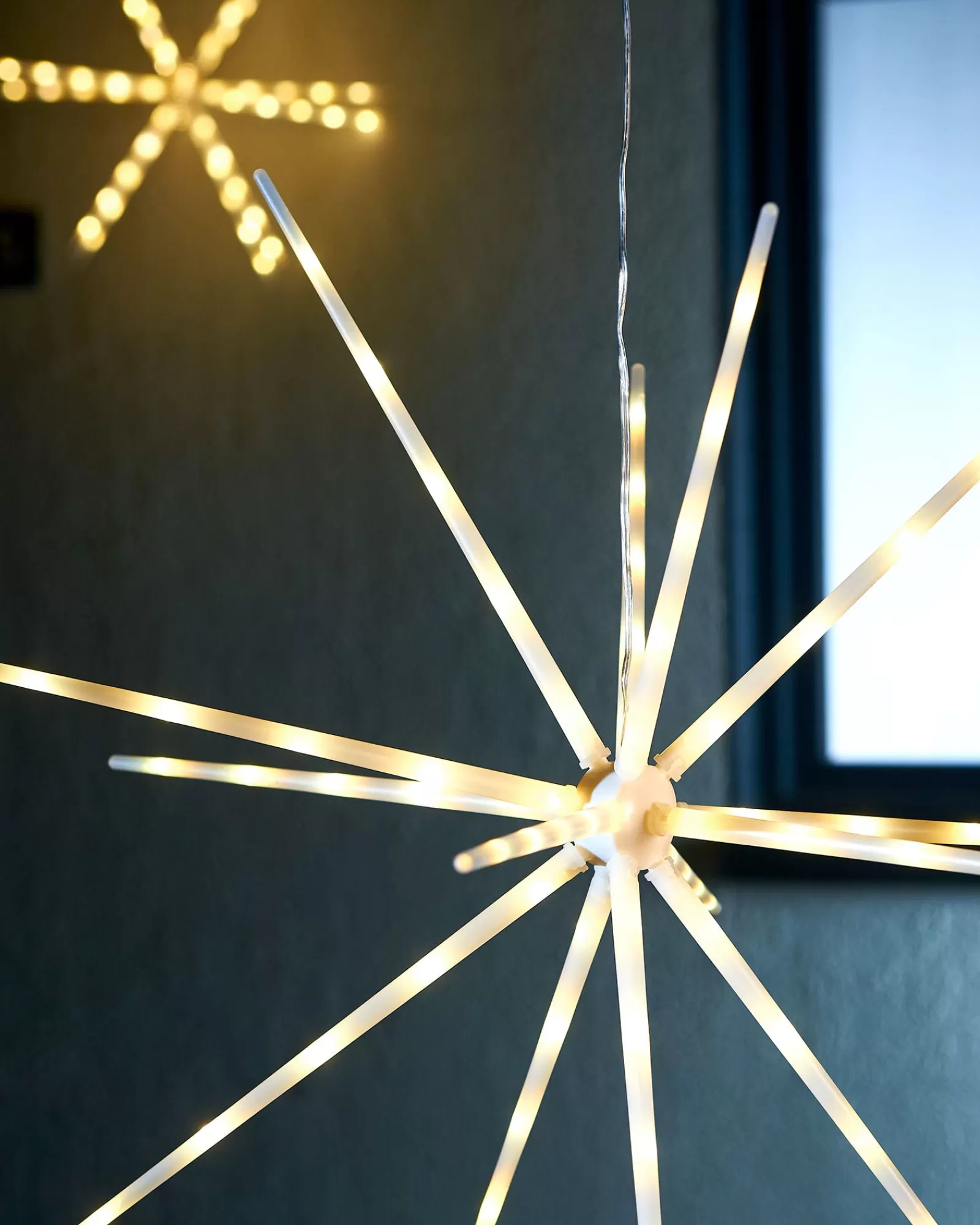 WeRChristmas Festive Star, Snowflake & Sign Lights^Hanging Starburst Decoration, Warm White, 51 Cm
