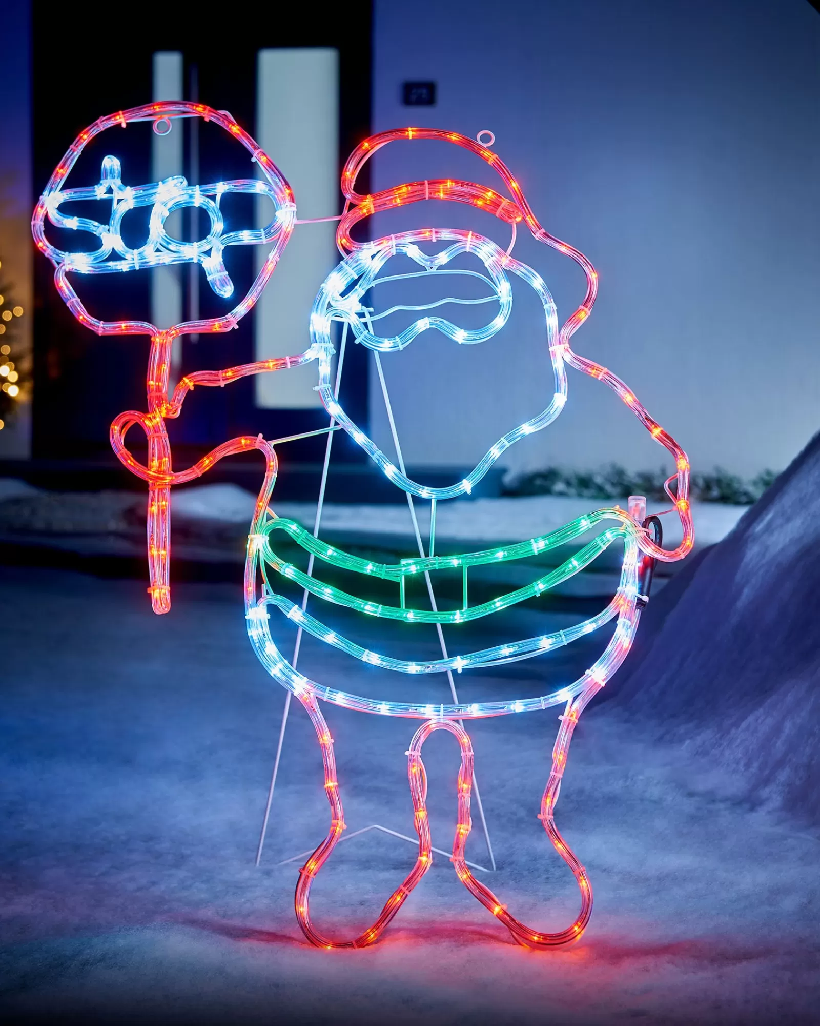 WeRChristmas Christmas Characters^LED Santa Stop Here Rope Light Window Silhouette, 81 Cm