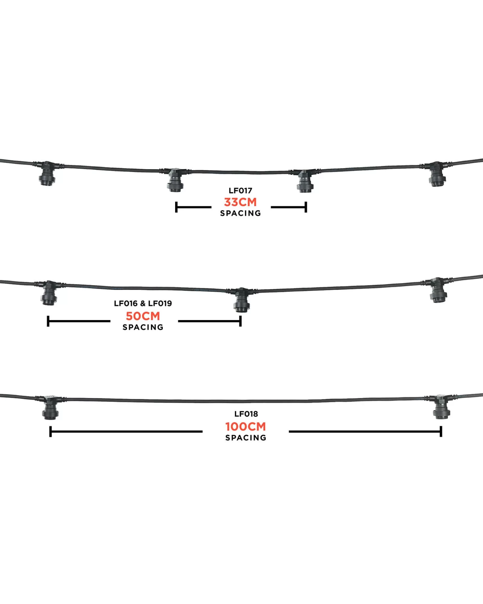 WeRChristmas Link Festoon | Festoon Lights^LINK FESTOON E27 Belt, Connectable, 10 Sockets, 100 Cm Spacing